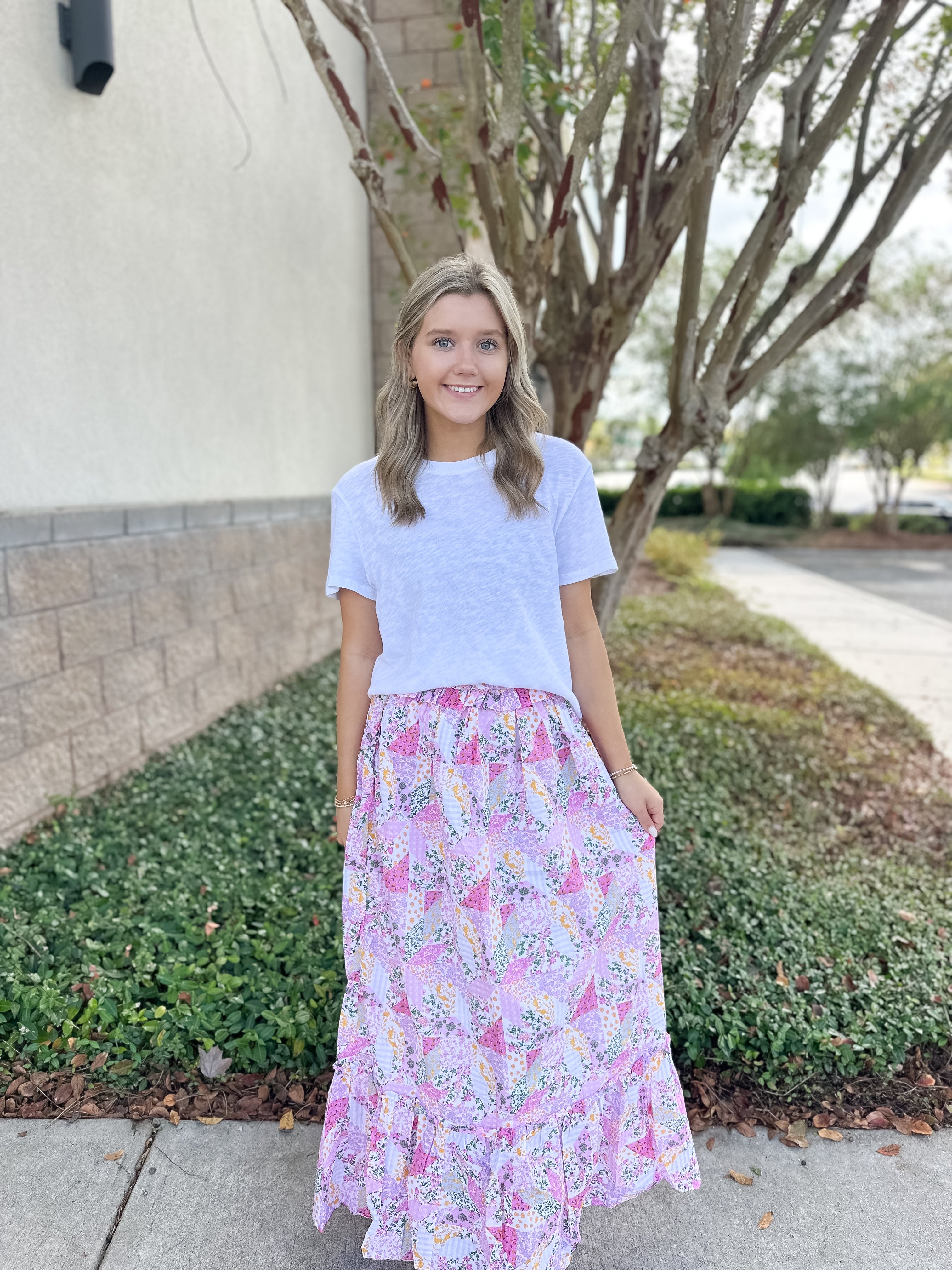そ*ら様 bibiy MIMI RIBBON SKIRT USAGI ONLIN Ophelia Maxi Skirt - Pink Quilt – Southern Clothiers