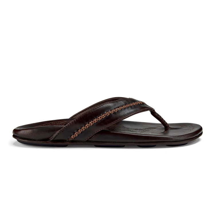 OluKai Mens Mea Ola Leather Beach Sandal - Dark Java|Dark Java