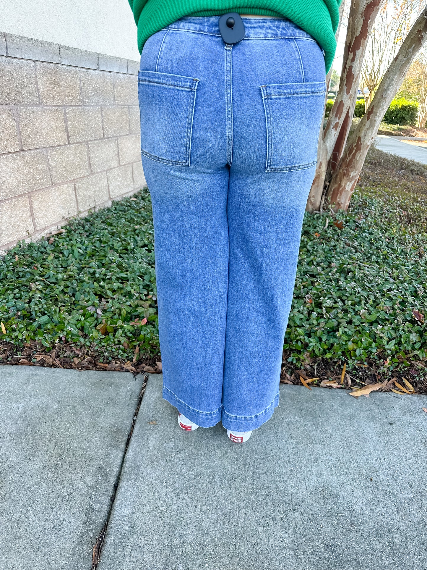 AW Pin Tuck Wide Leg Jean - Medium