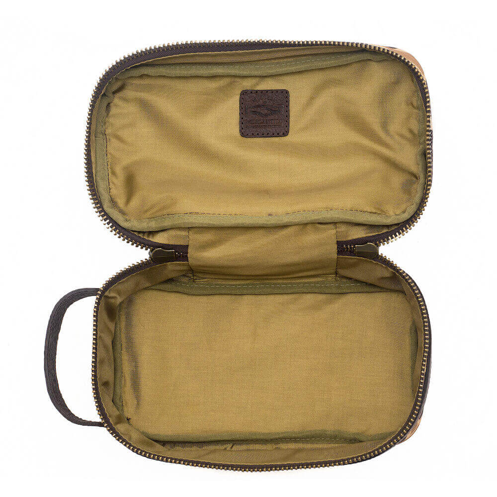 Mission Mercantile Campaign Waxed Canvas Toiletry Square Shave Kit - Smoke Vintage Camo