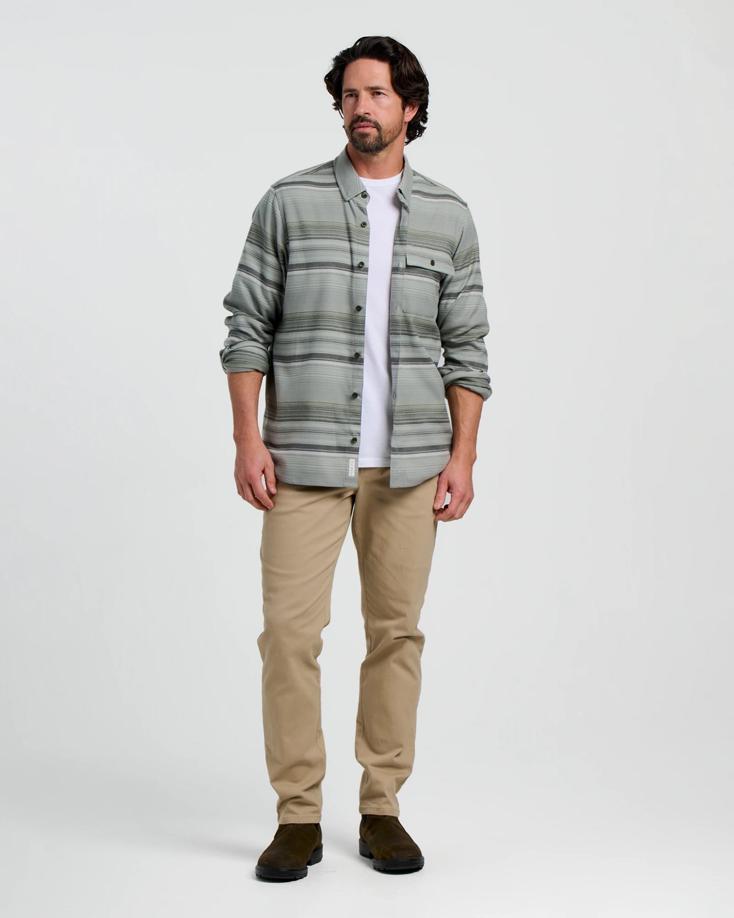 FreeFly Men’s Seawool Flannel Shirt - Sagebrush Stripe