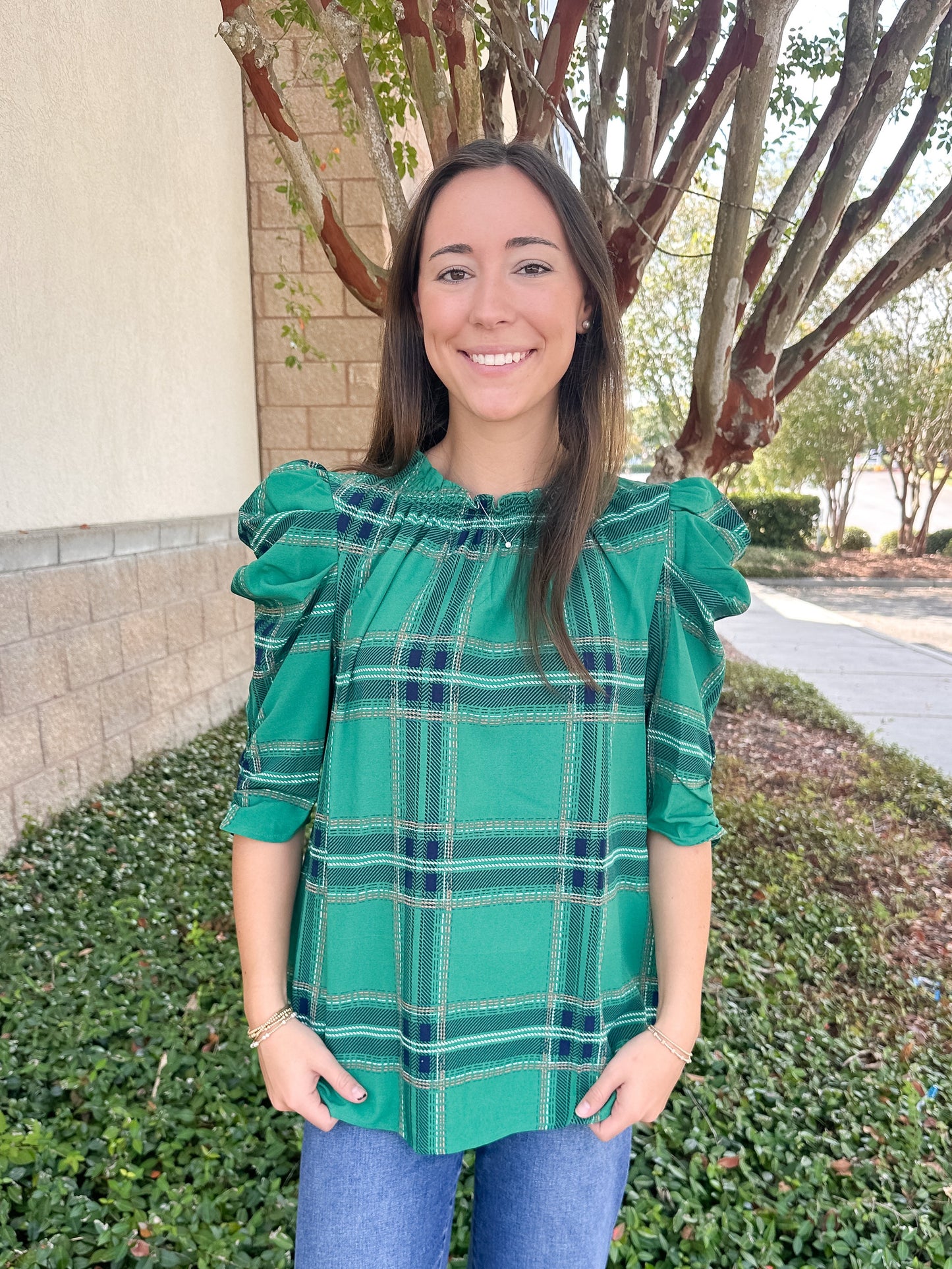 Jade Plaid Top