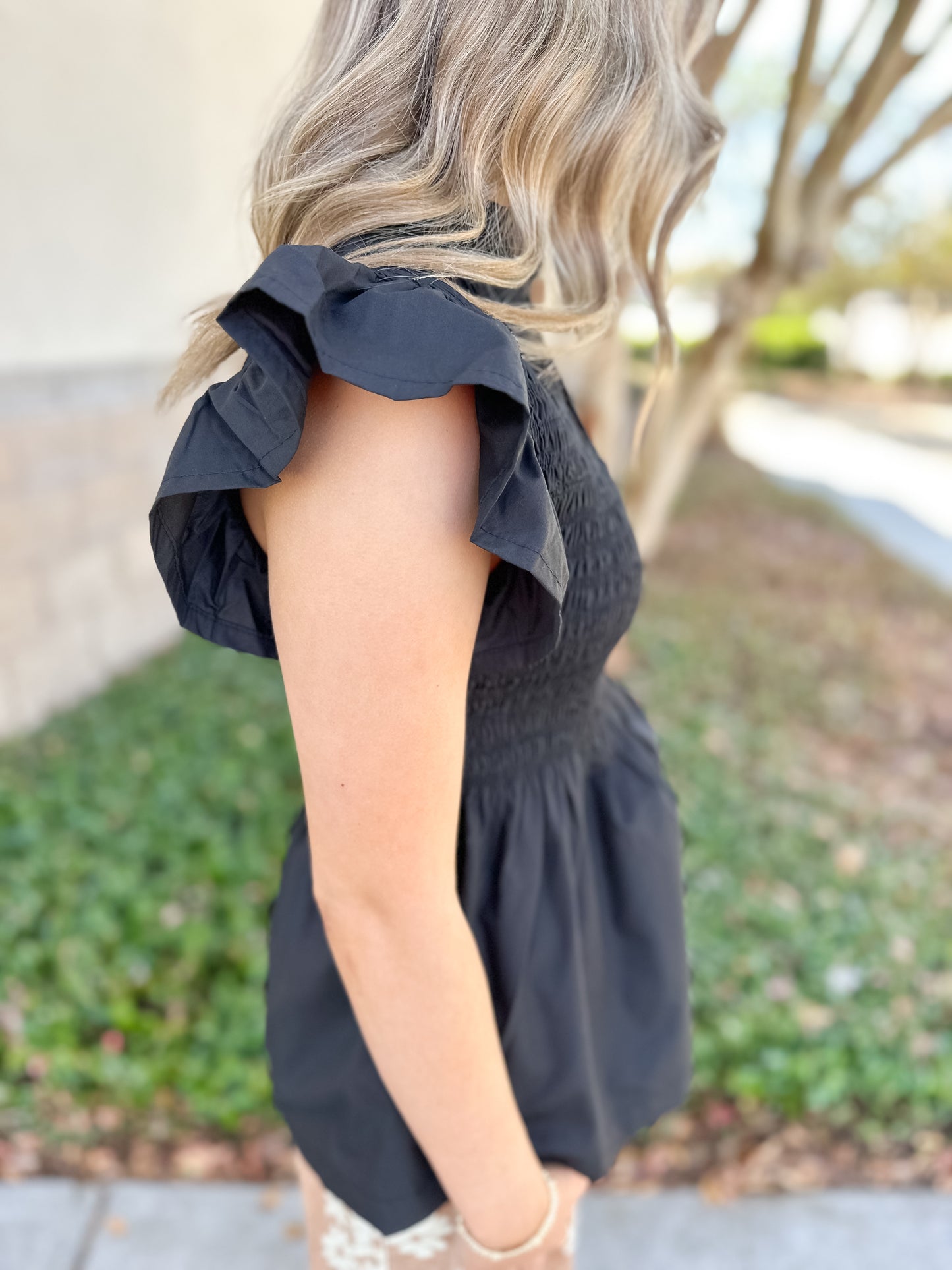 Andy Smocked Top - Black