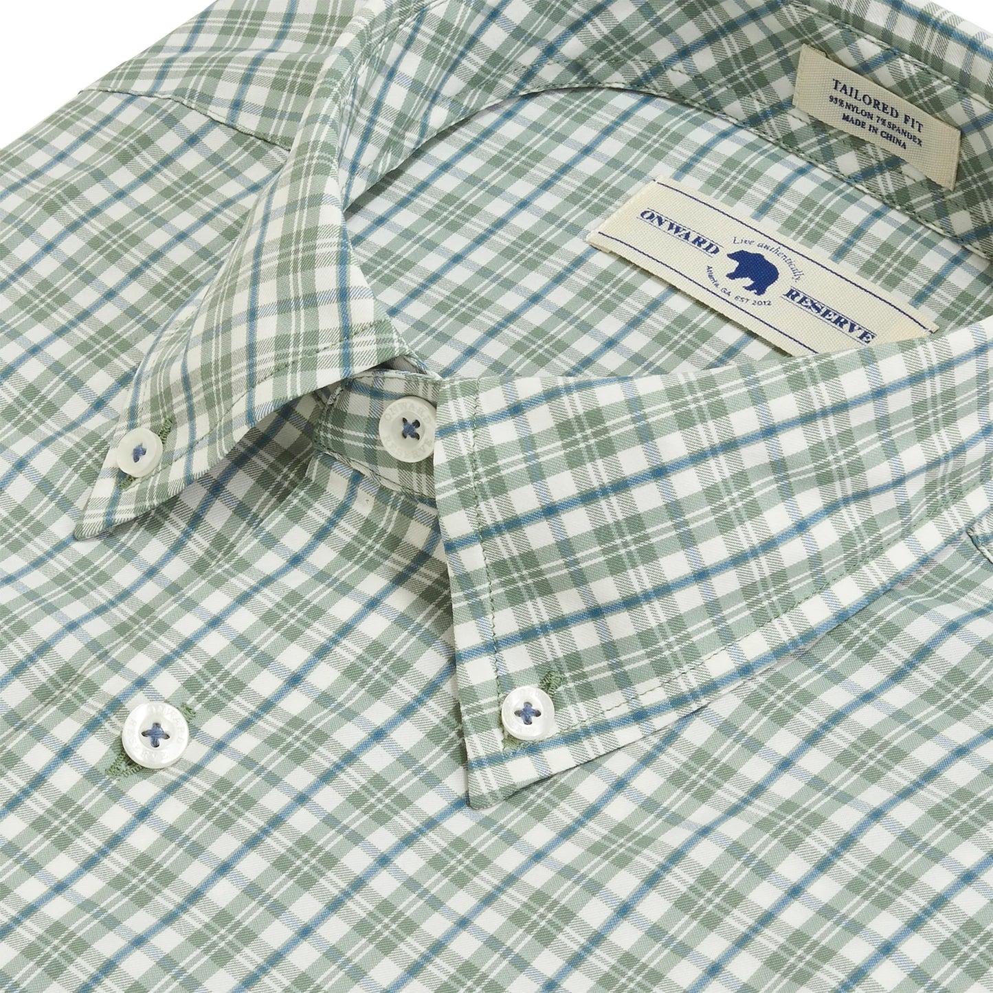 Onward Reserve Market Tailored Fit Brushed Performance Button Down - Sea Spray