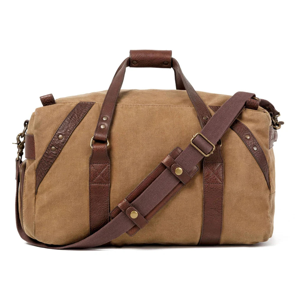 Mission Mercantile Campaign Waxed Canvas Medium Duffle Bag - Smoke Brown