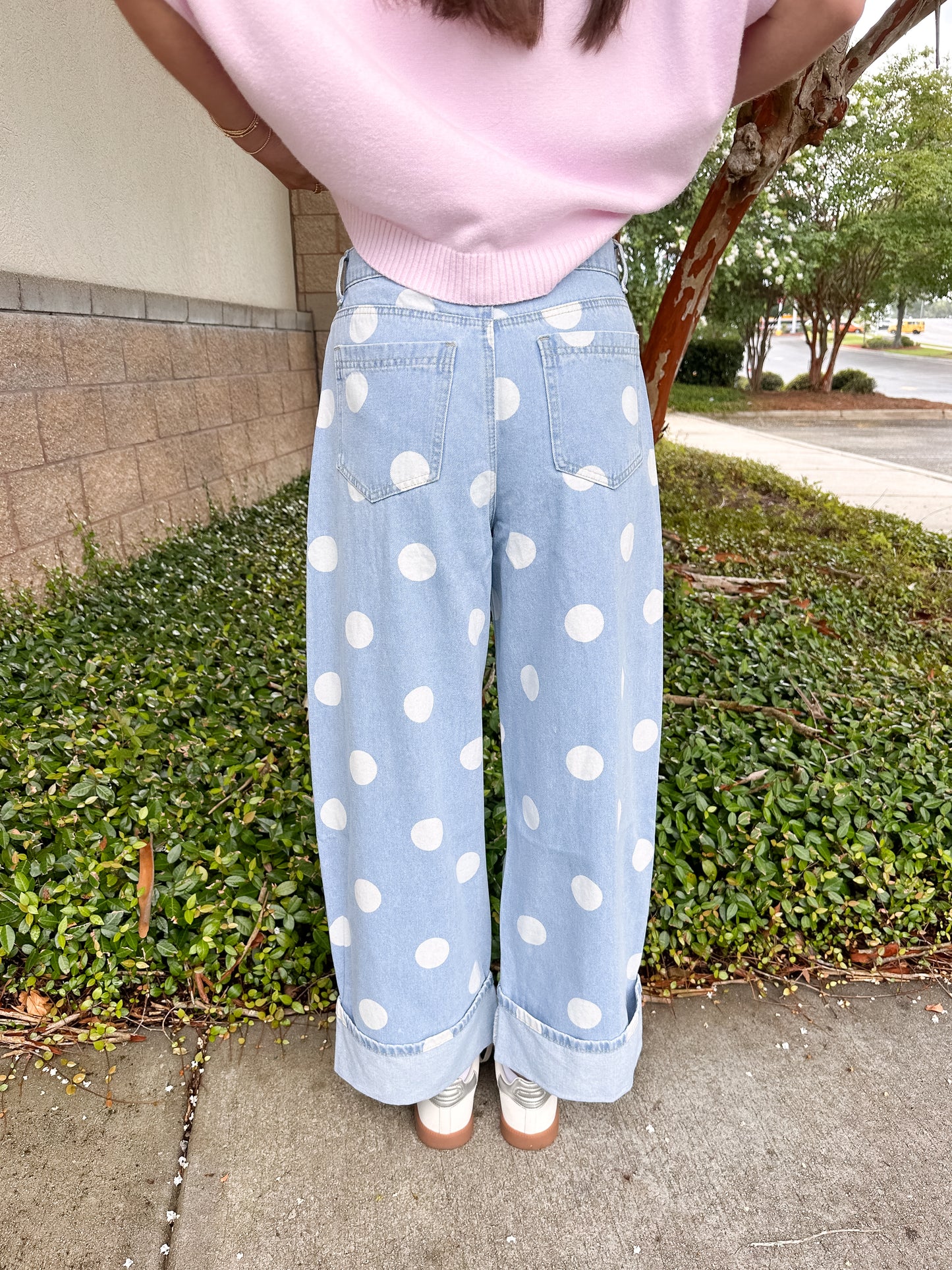 Rowan Polka Dot Barrel Jeans - Light Wash