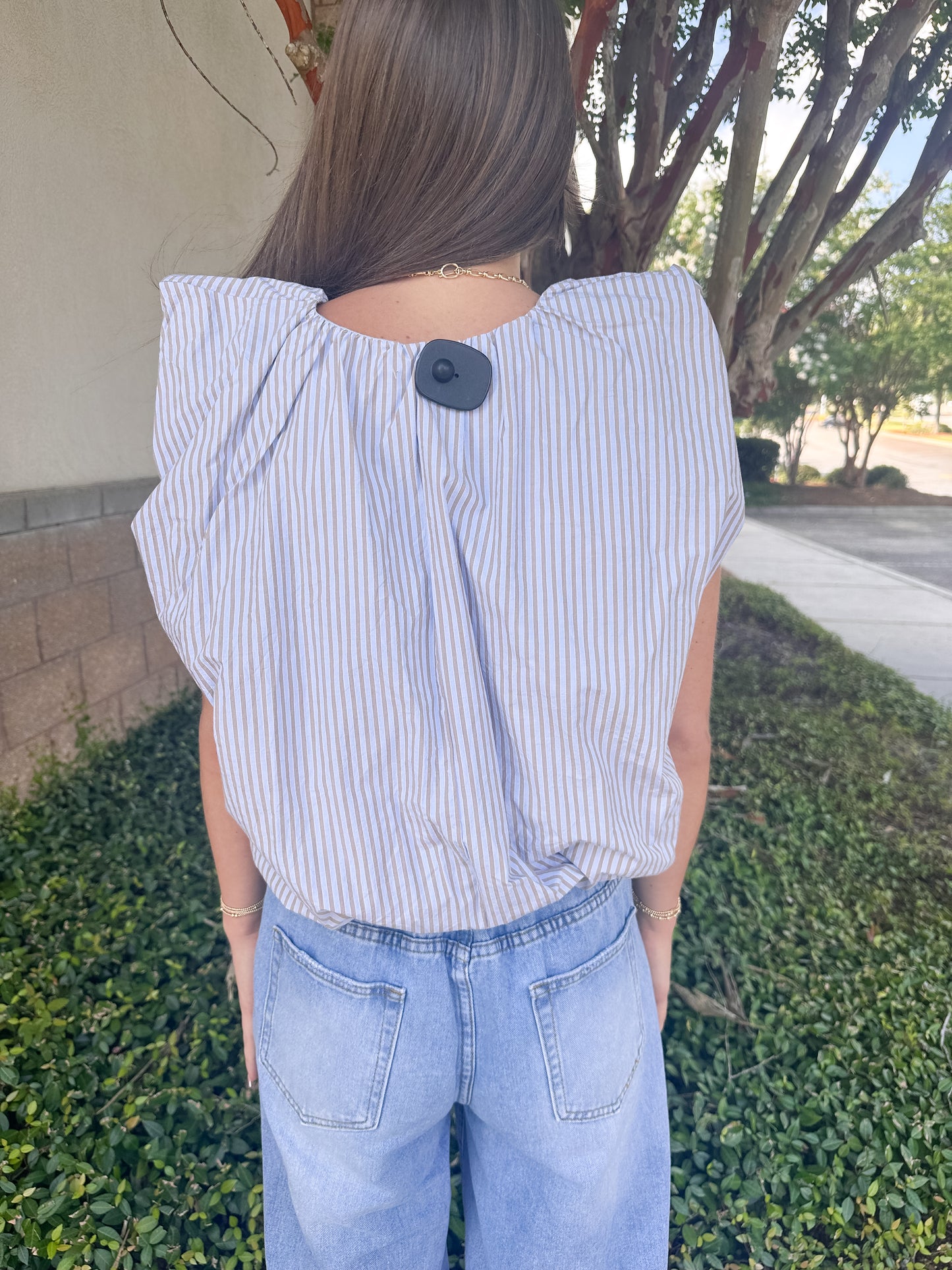 Francis Bubble Top - Blue & Beige