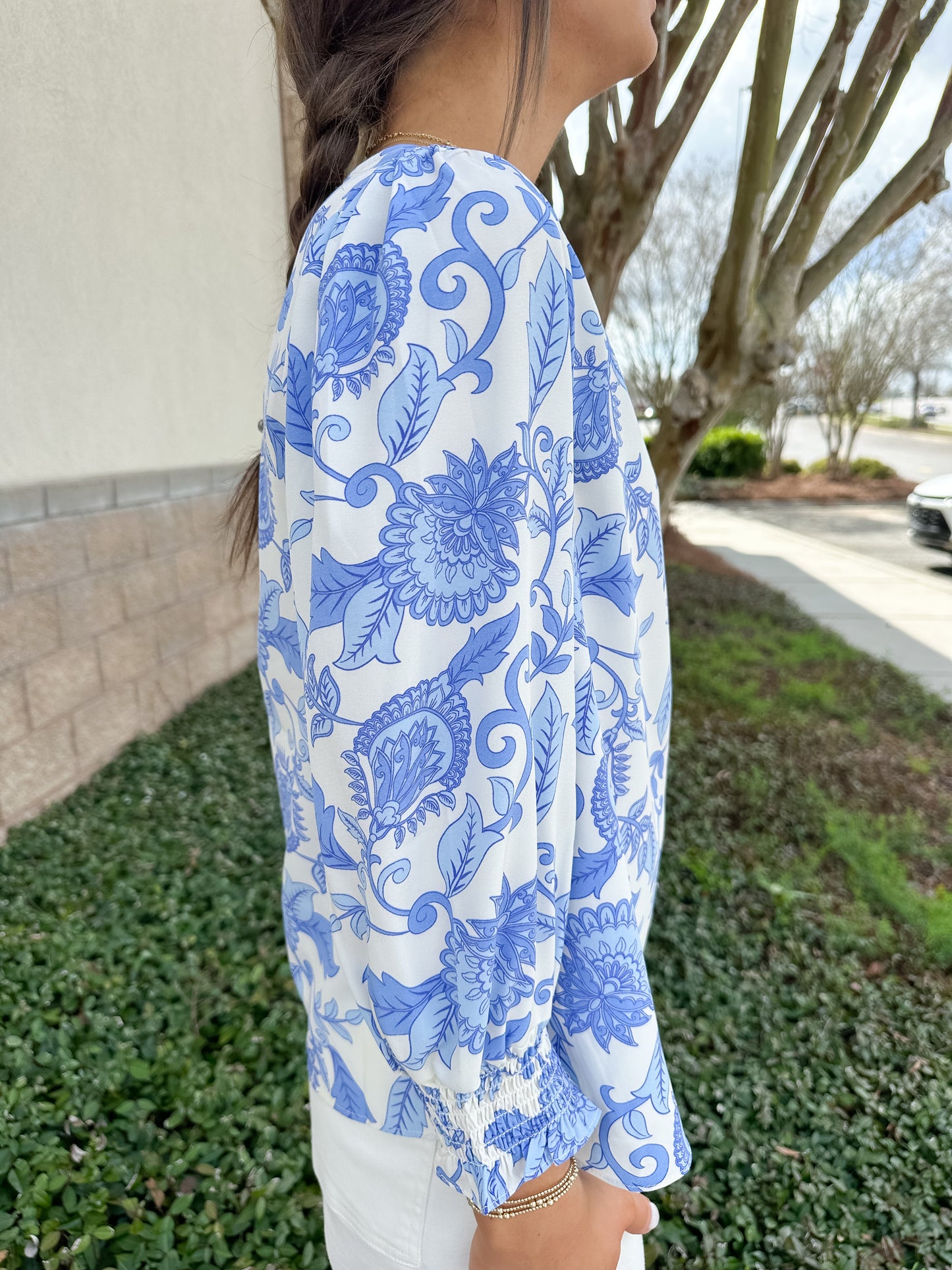 Ashlyn Top - Porcelain Veins Blue