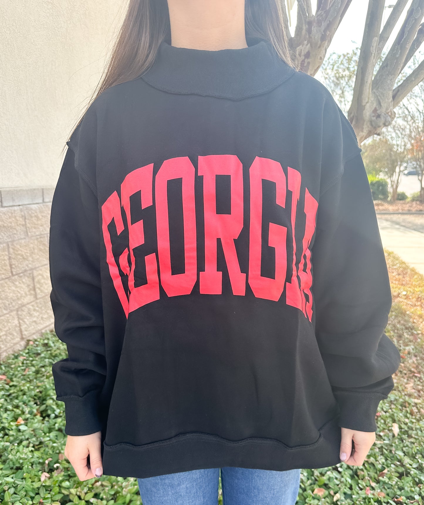 Georgia Reversible Mockneck Sweatshirt - Black