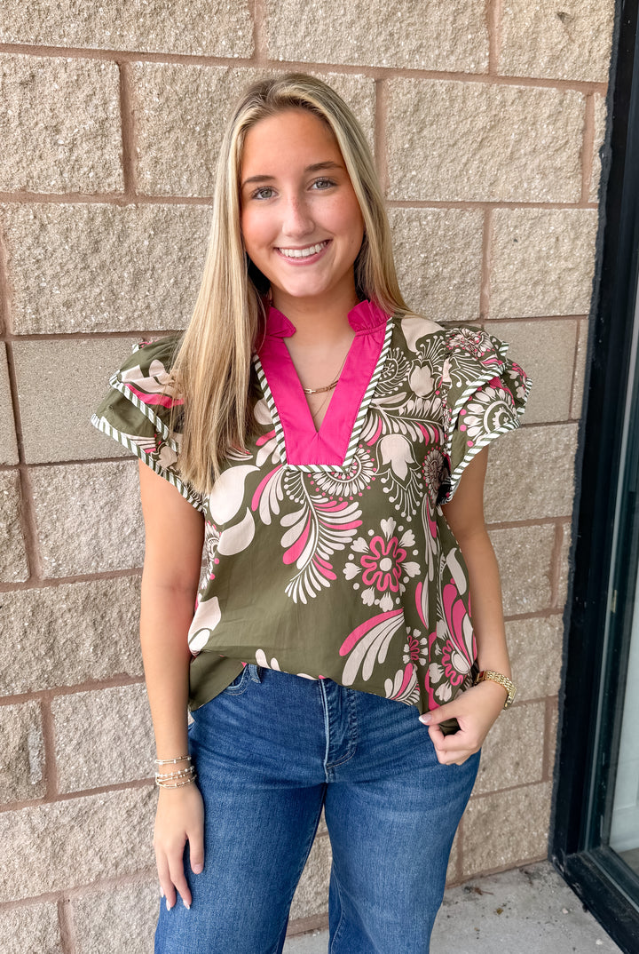 Lucy Contrast Trim Top