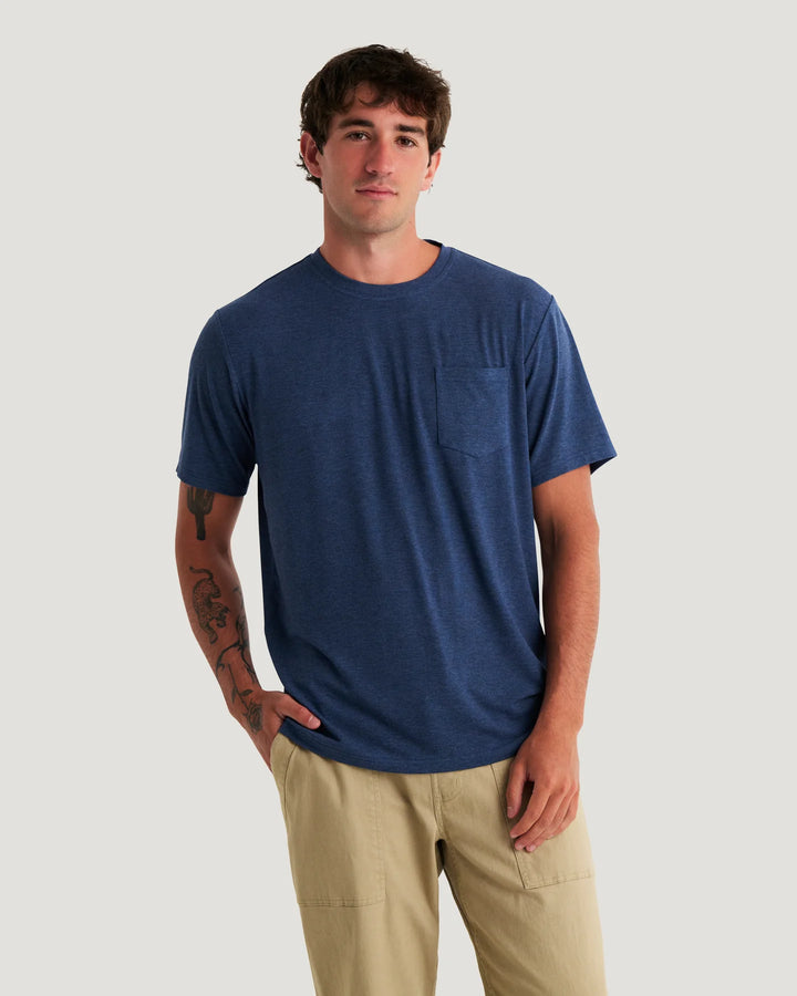 Free Fly Men’s Bamboo Flex Pocket Tee - Heather True Navy