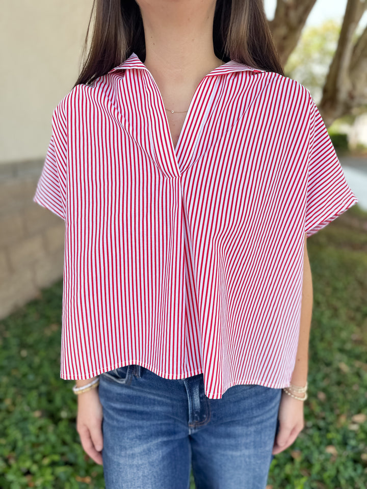 Helen Striped Signature Collar Top