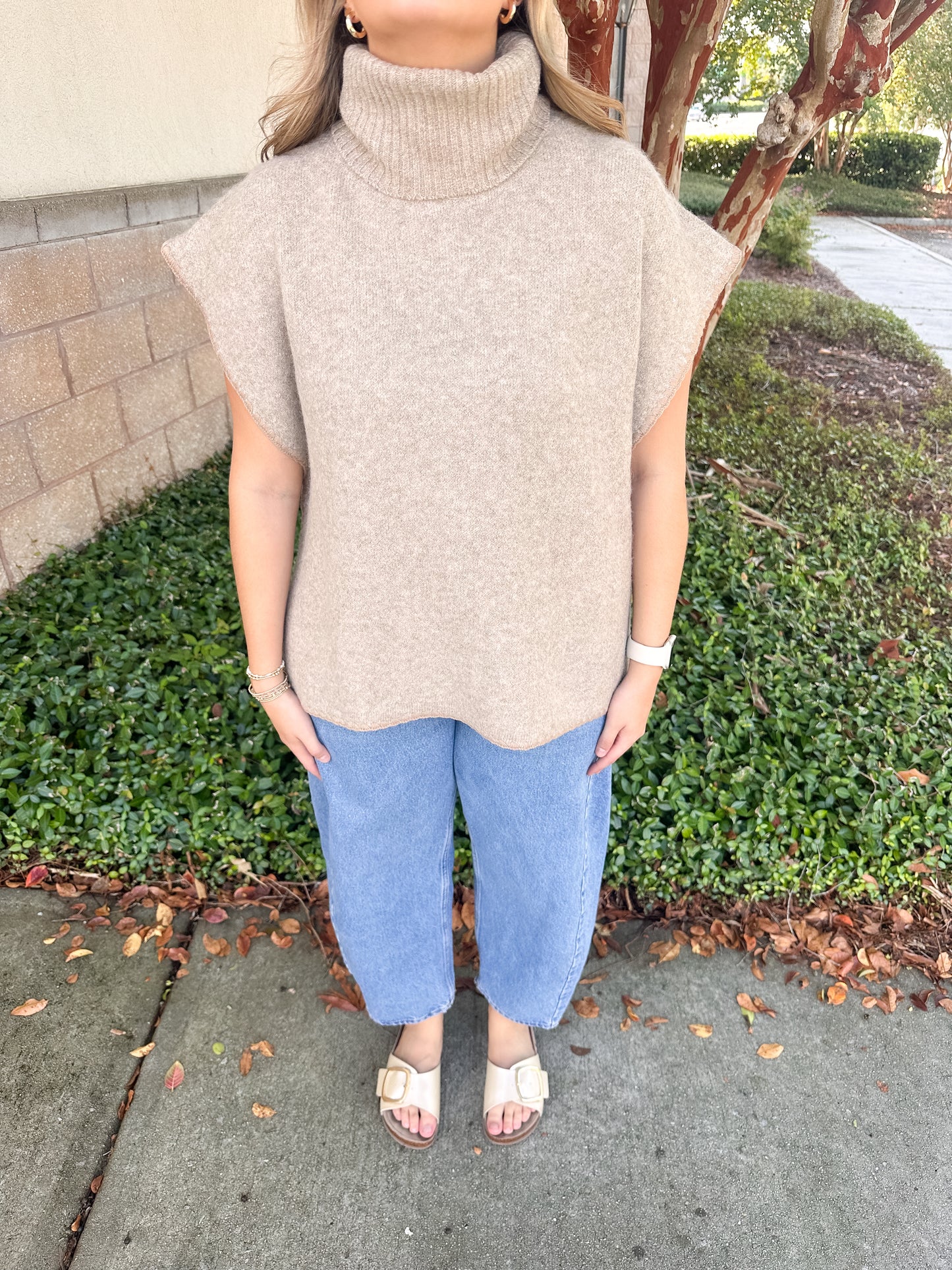 Kate Turtleneck Poncho - Taupe