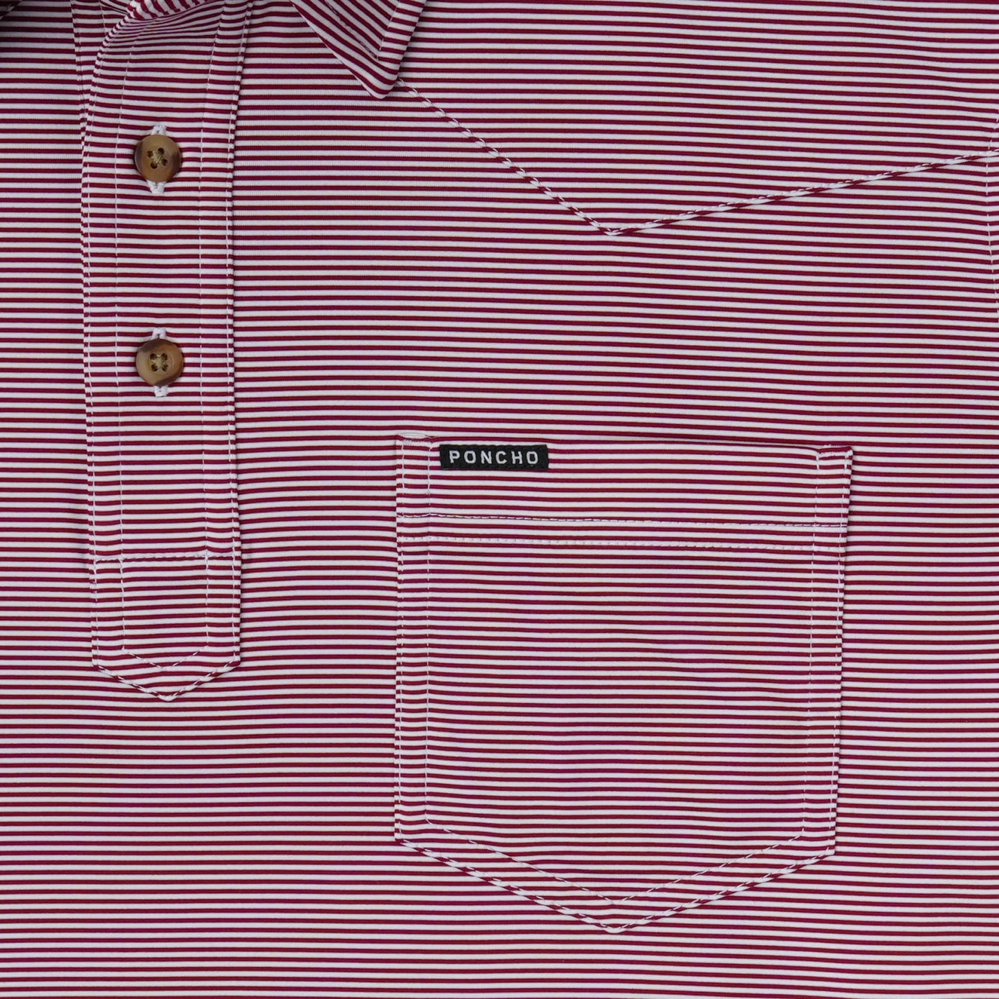 Poncho Men’s “The Top Row” Regular Performance Polo - Striped Maroon