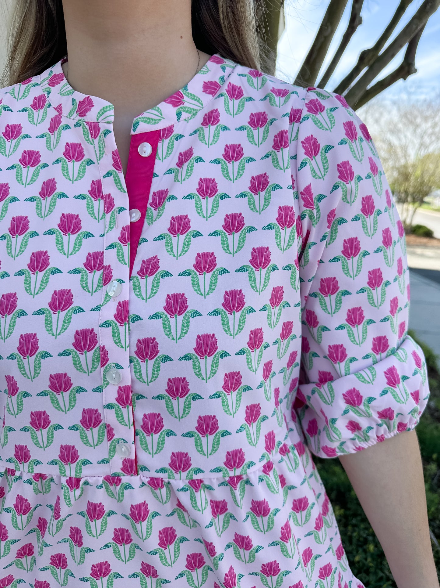 Riley Mini Dress - Flora Fanfare Pink