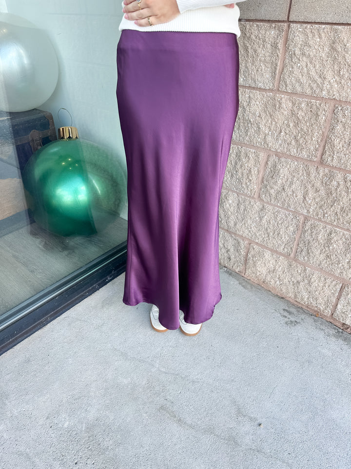 Pasha Satin Midi Skirt