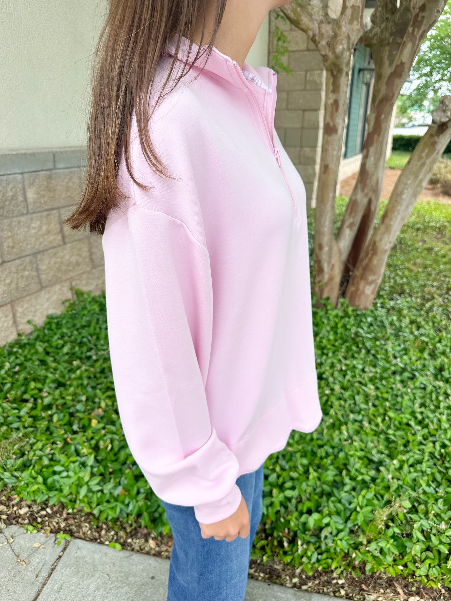 Rae Scalloped Pullover - Blush