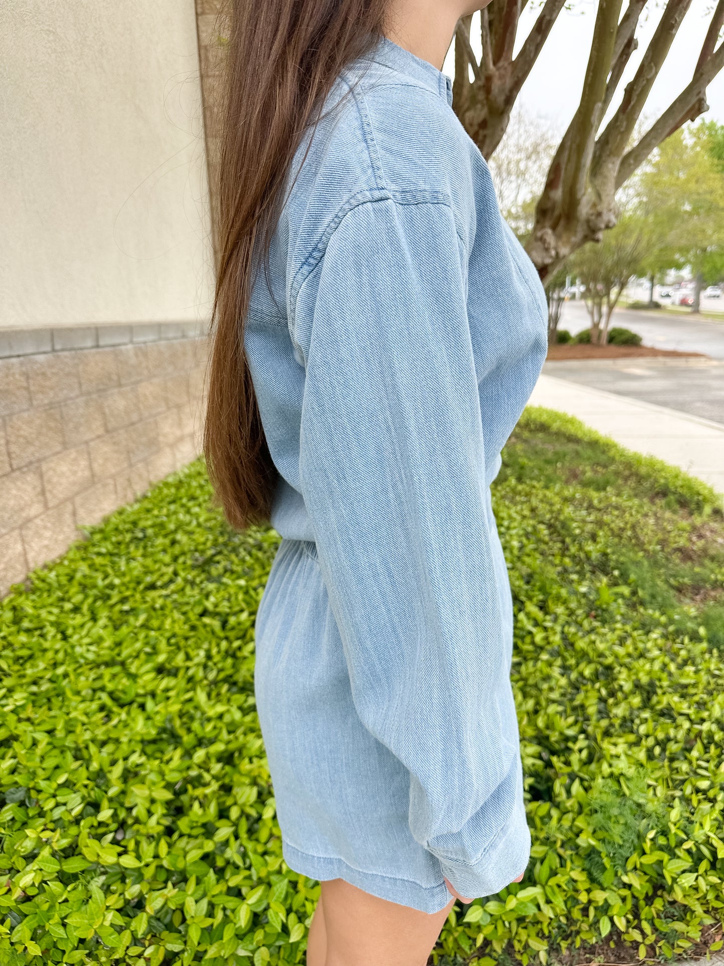 Sully Twill Romper - Lake Blue