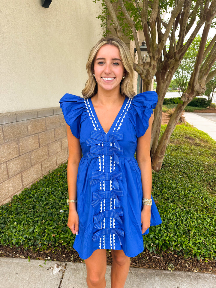 Baby’s Blue Bow Mini Dress