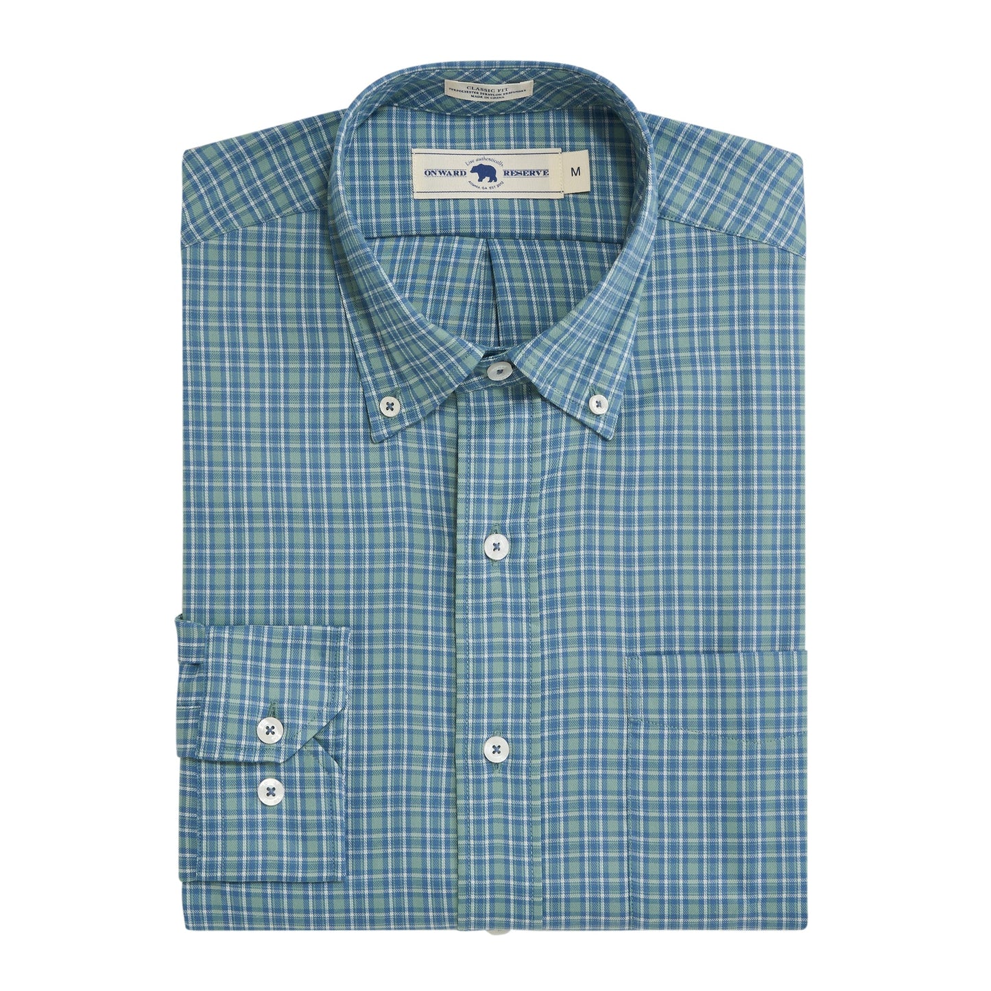 Onward Reserve Dock Classic Fit Brushed Performance Twill Button Down - Surf