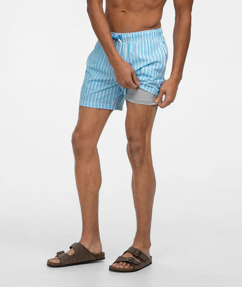 SSCO Men’s Clubhouse Seersucker Swim Shorts - Coastal Breeze