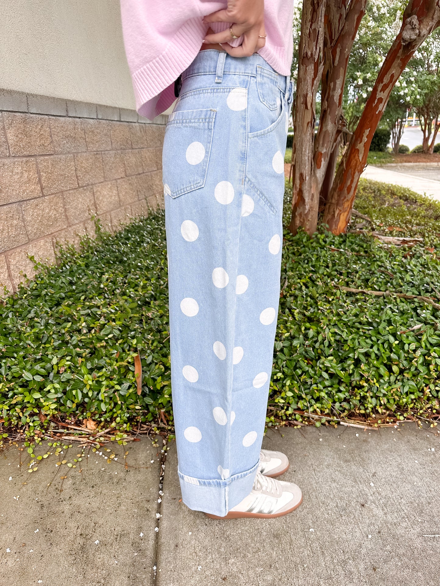 Rowan Polka Dot Barrel Jeans - Light Wash
