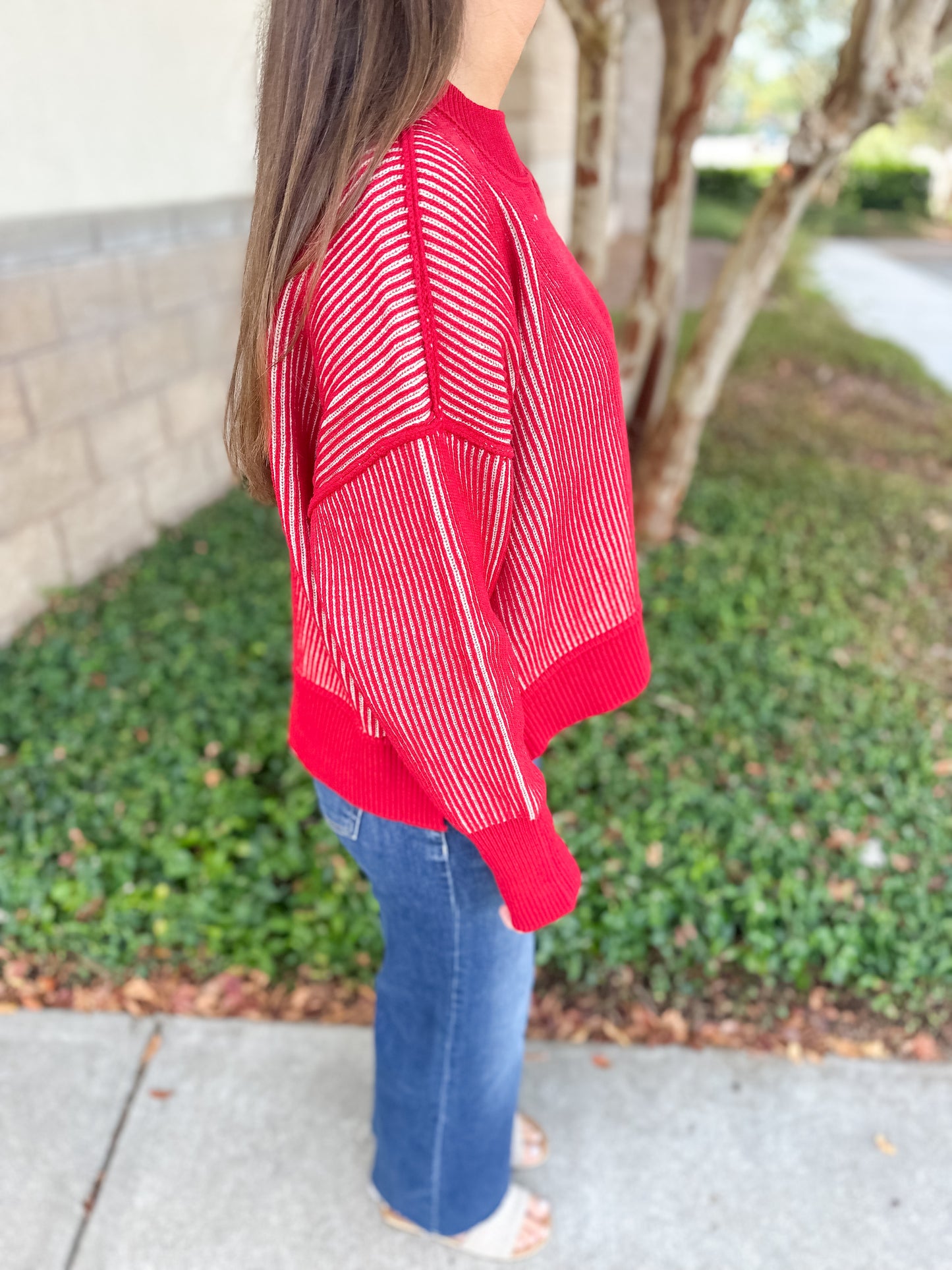 Courtney Ribbed Sweater - Dark Red