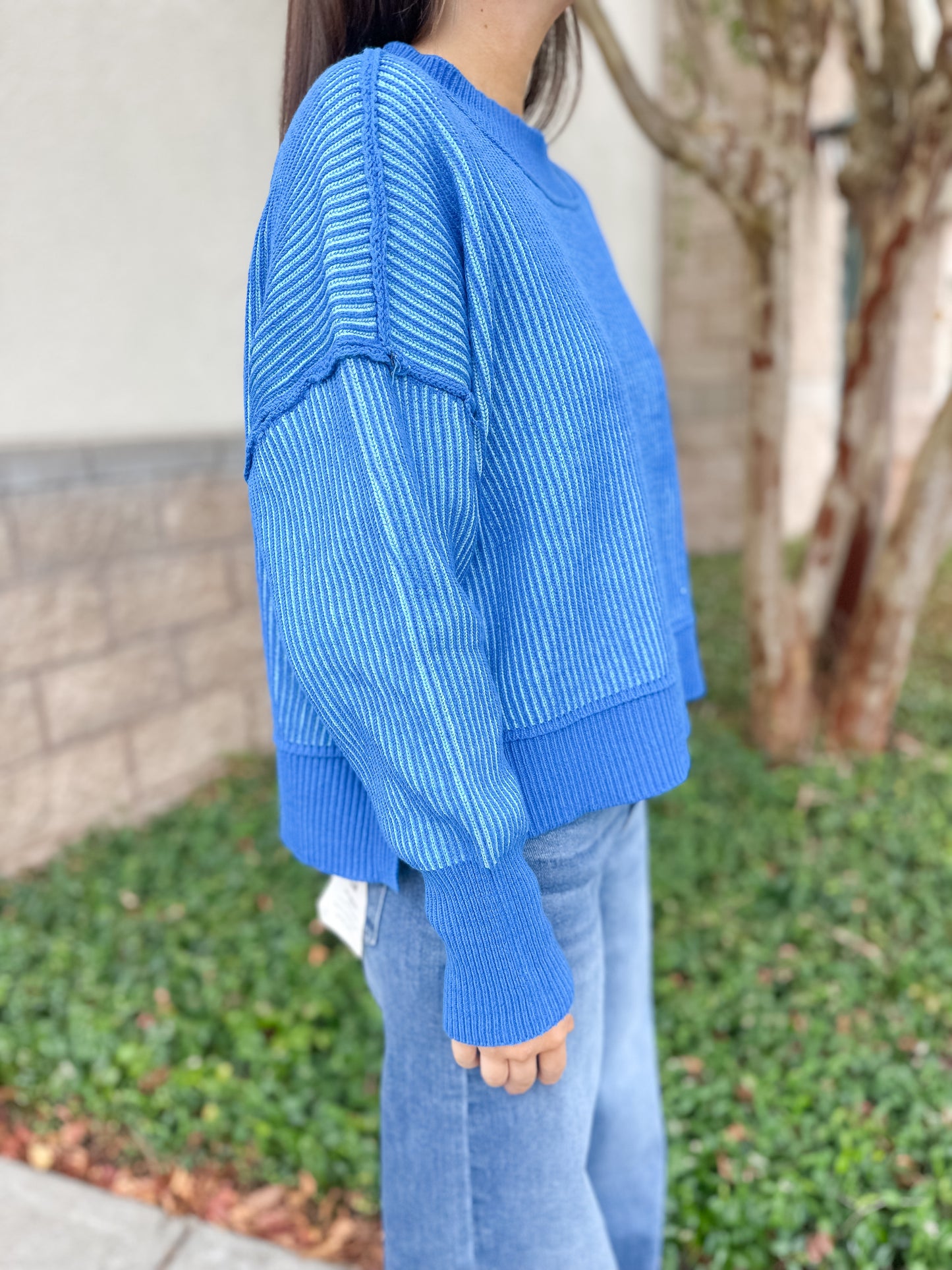 Courtney Ribbed Sweater - Blue