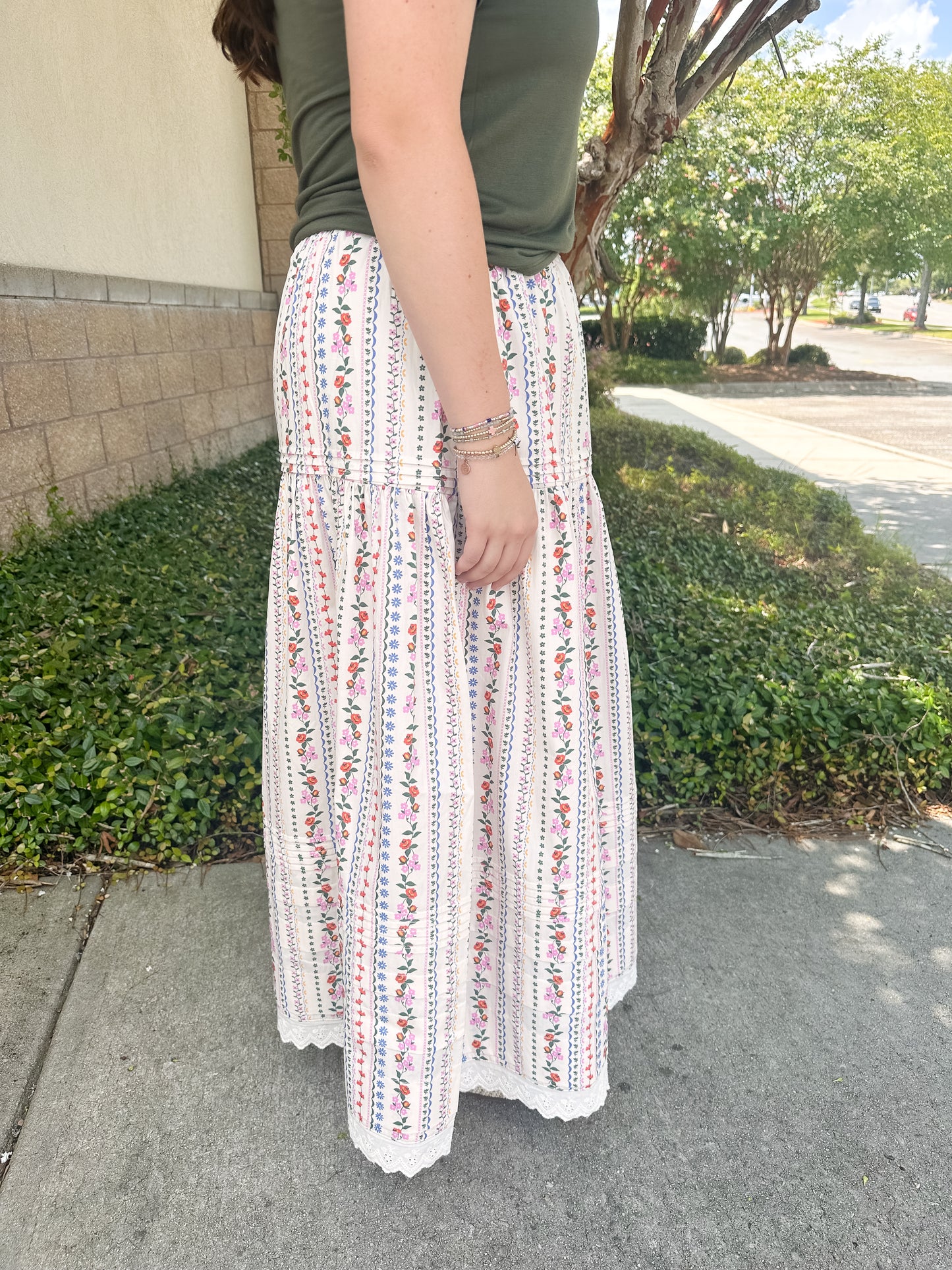 Pink Vines Maxi Skirt
