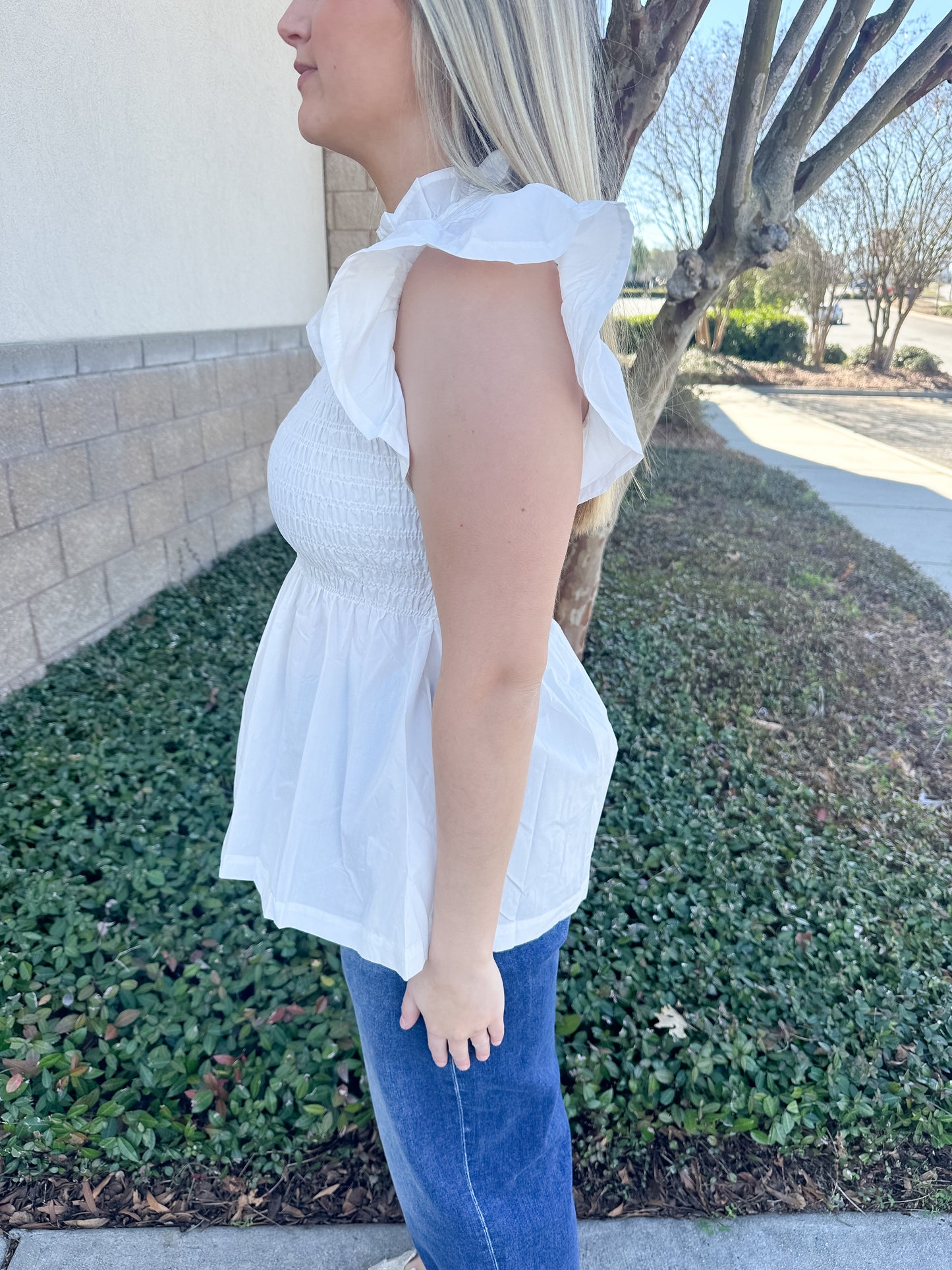 Andy Smocked Top - Off White