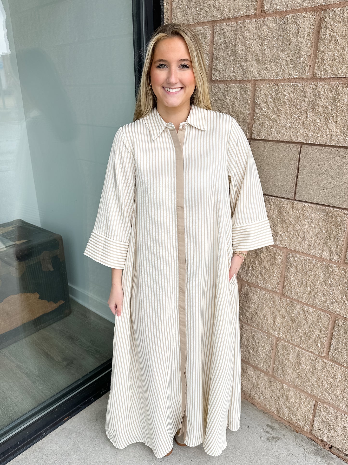Savannah Stripes Maxi Dress - Sand