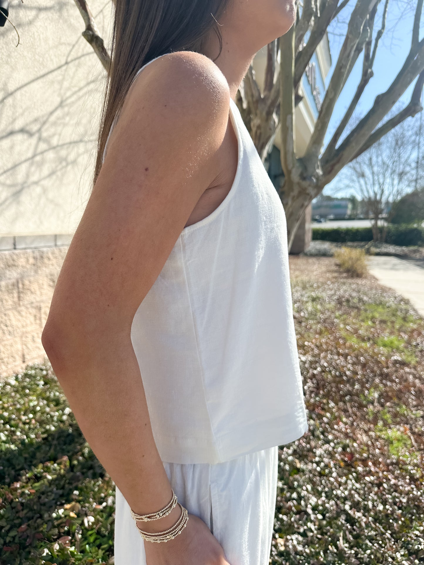 Sloane Linen Top - White