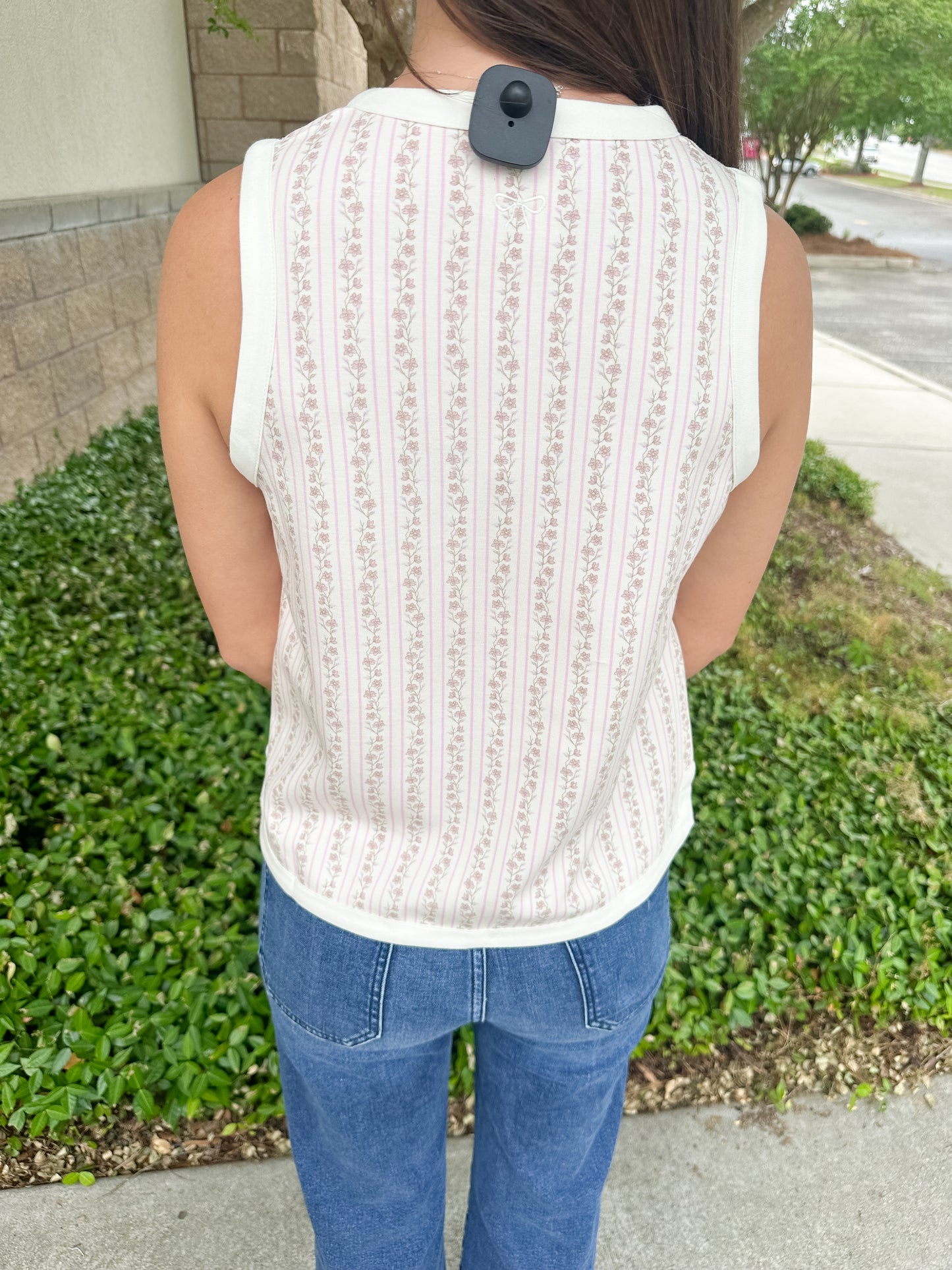 Susie Printed Tank Top - Blush Stripe