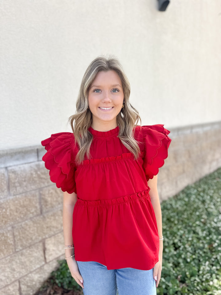 Sweetheart Scallop Sleeve Top