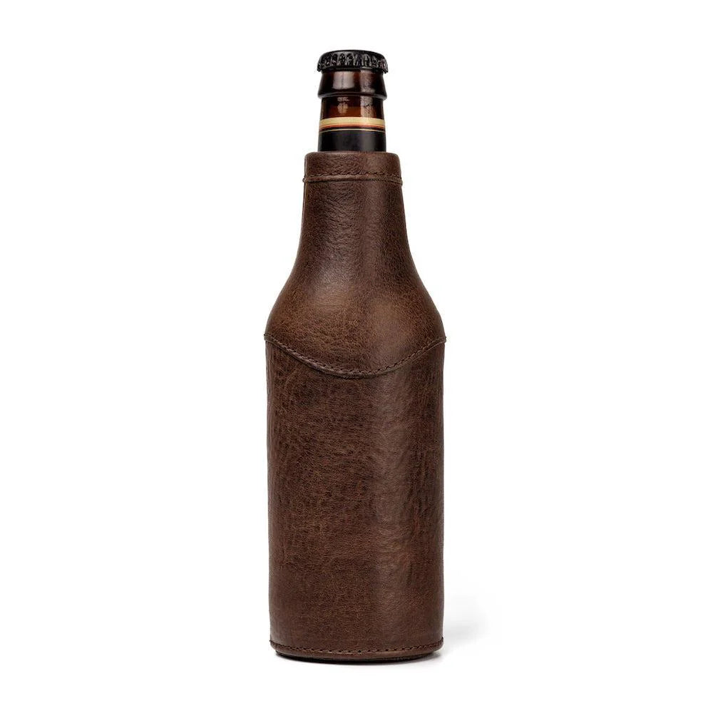 Mission Mercantile Campaign Leather Bottle Koozie - Smoke