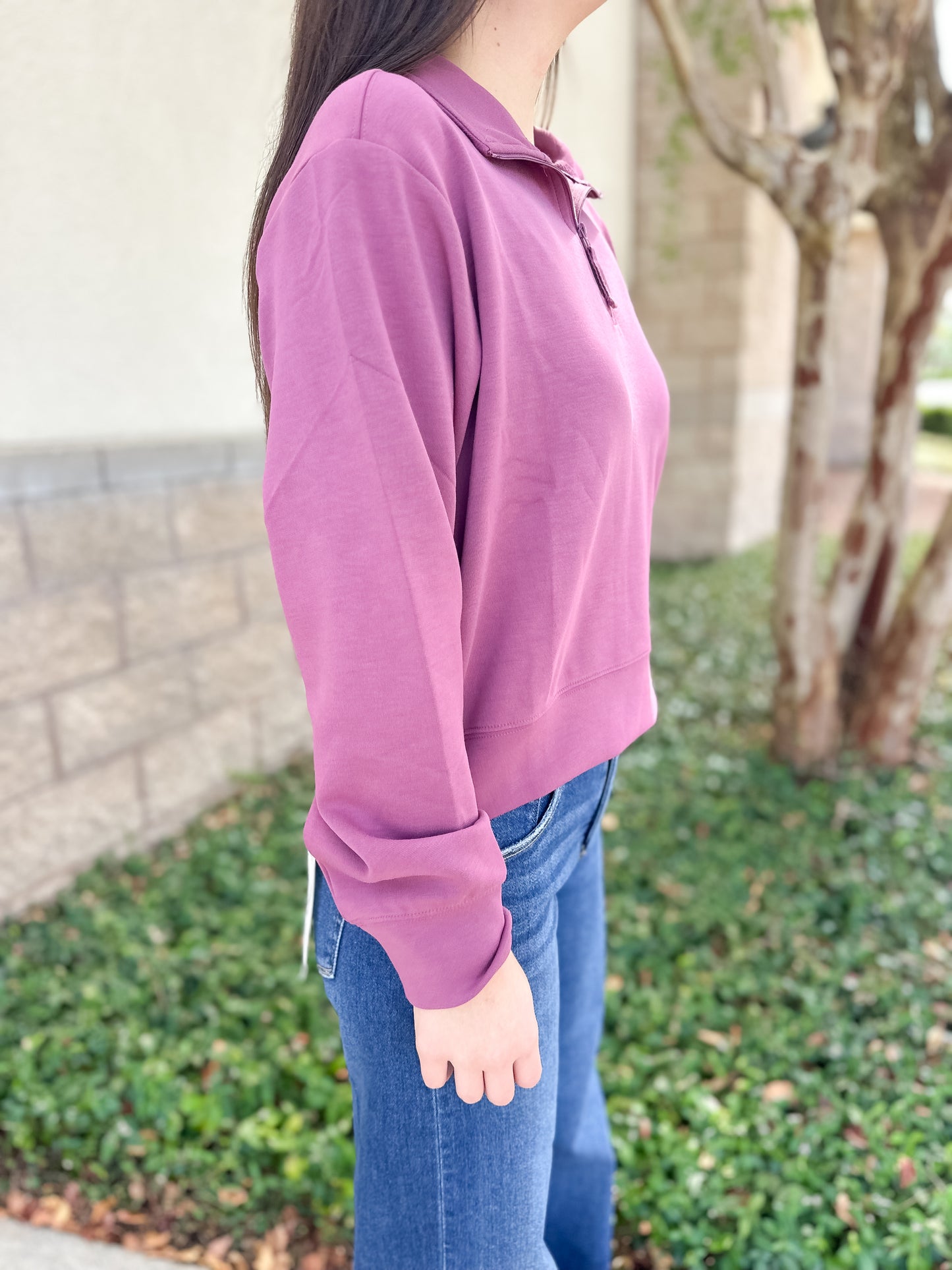 Simply Pullover Quarter Zip - Plum