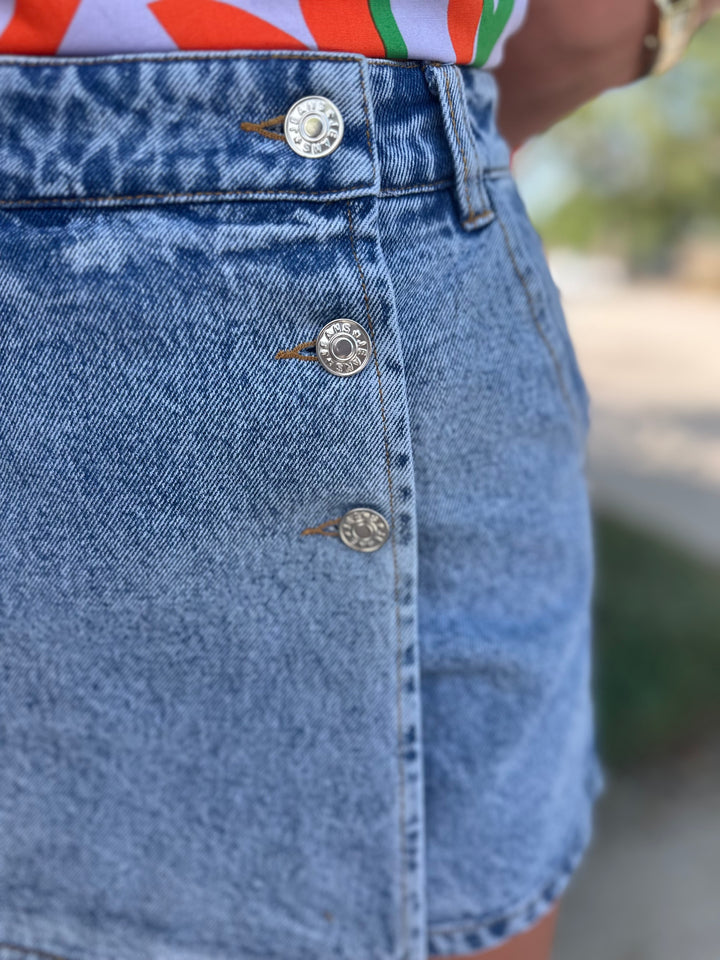Denim Wrap Skort
