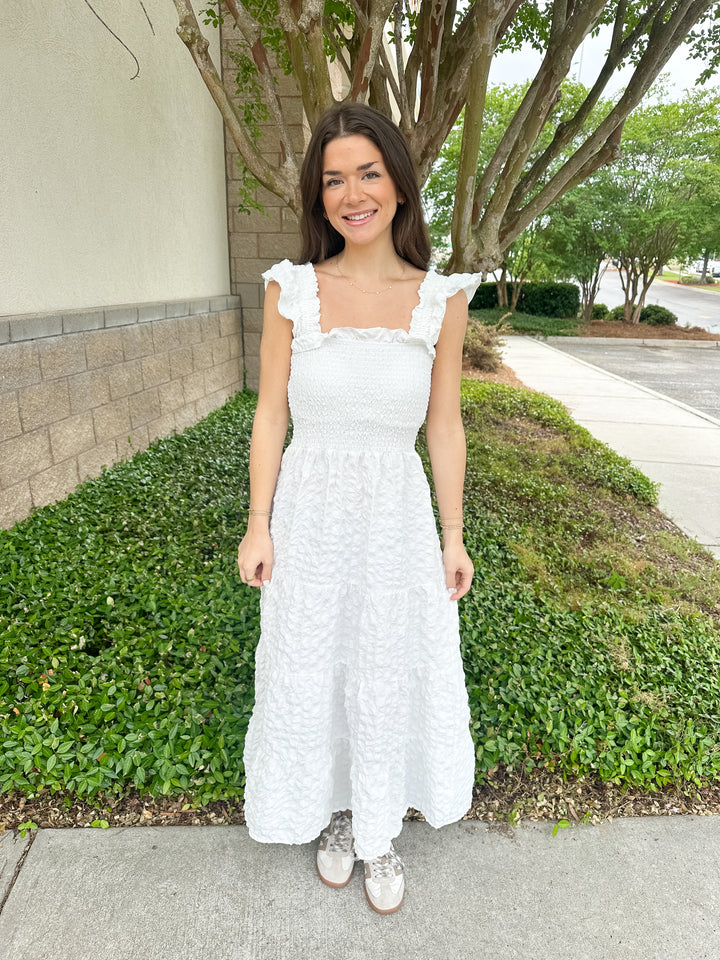 Bianca Tiered Textured Maxi - White