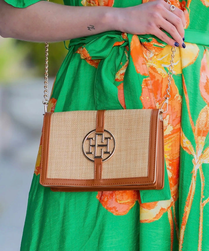 CH Cecilia Circle Logo Handbag- Natural Saddle