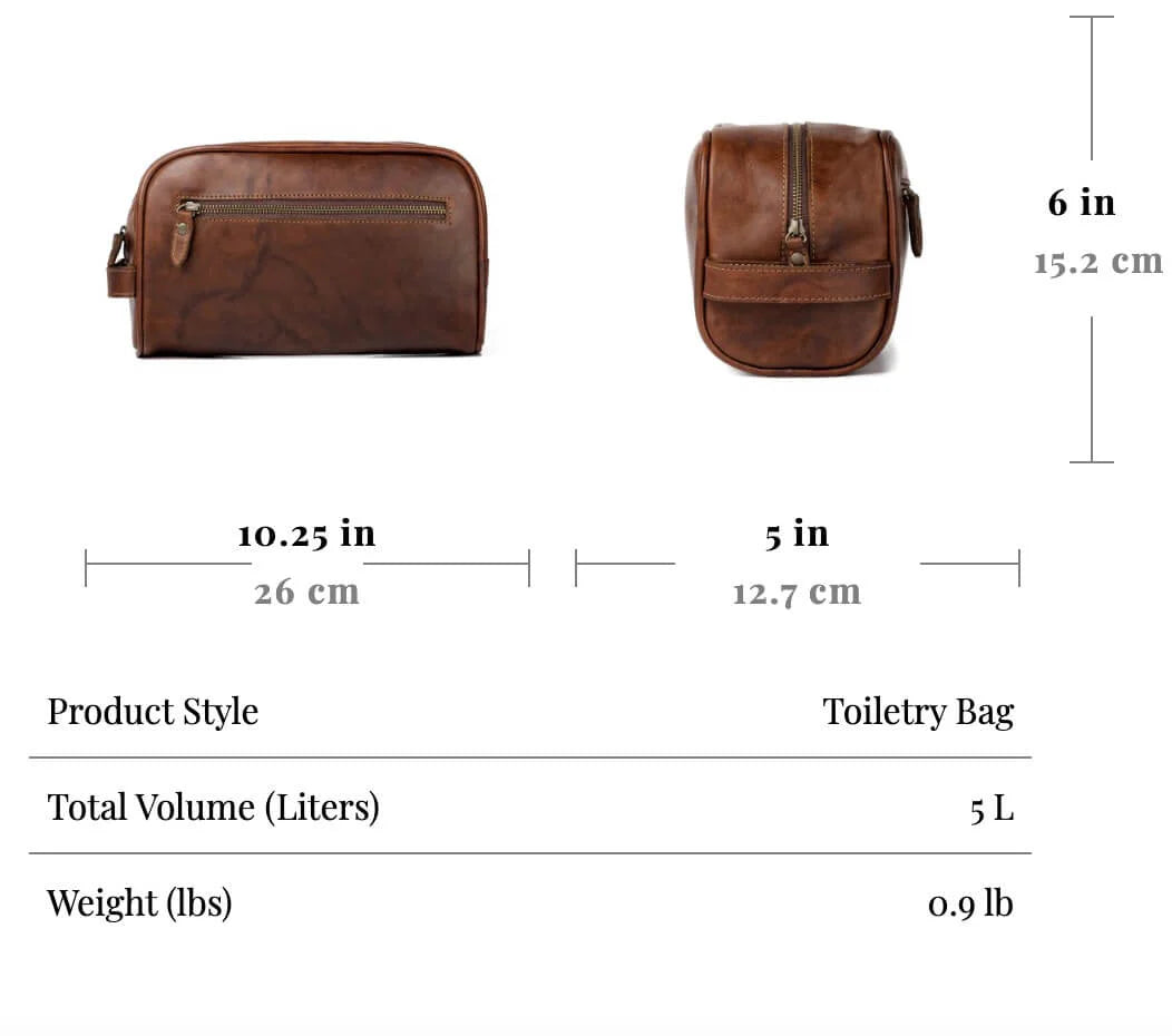 Mission Mercantile Benjamin Leather Toiletry Wash Bag - Walnut
