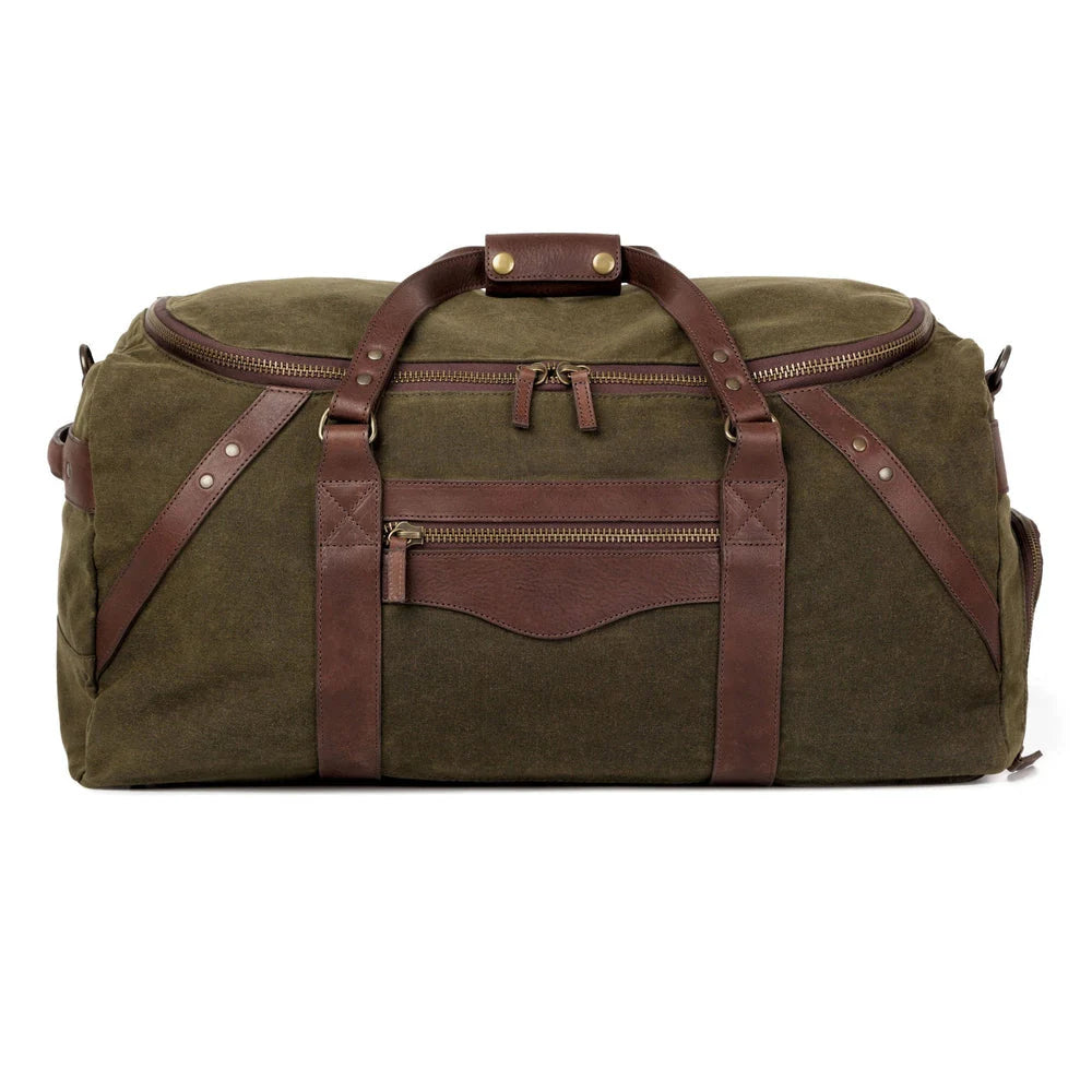 Mission Mercantile Campaign Waxed Canvas Large Duffle Bag - Smoke Forest