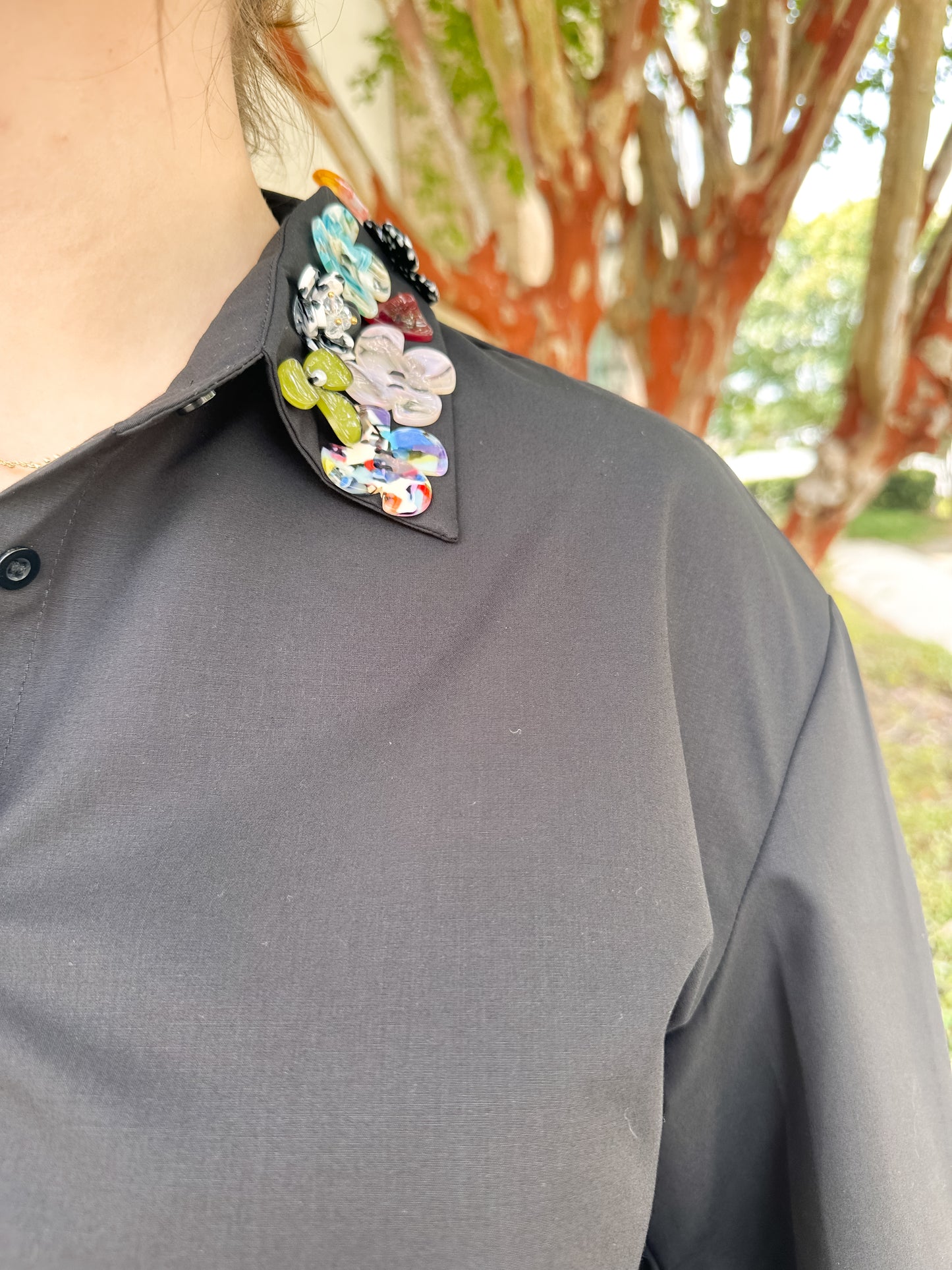 Debra Button Collar Top
