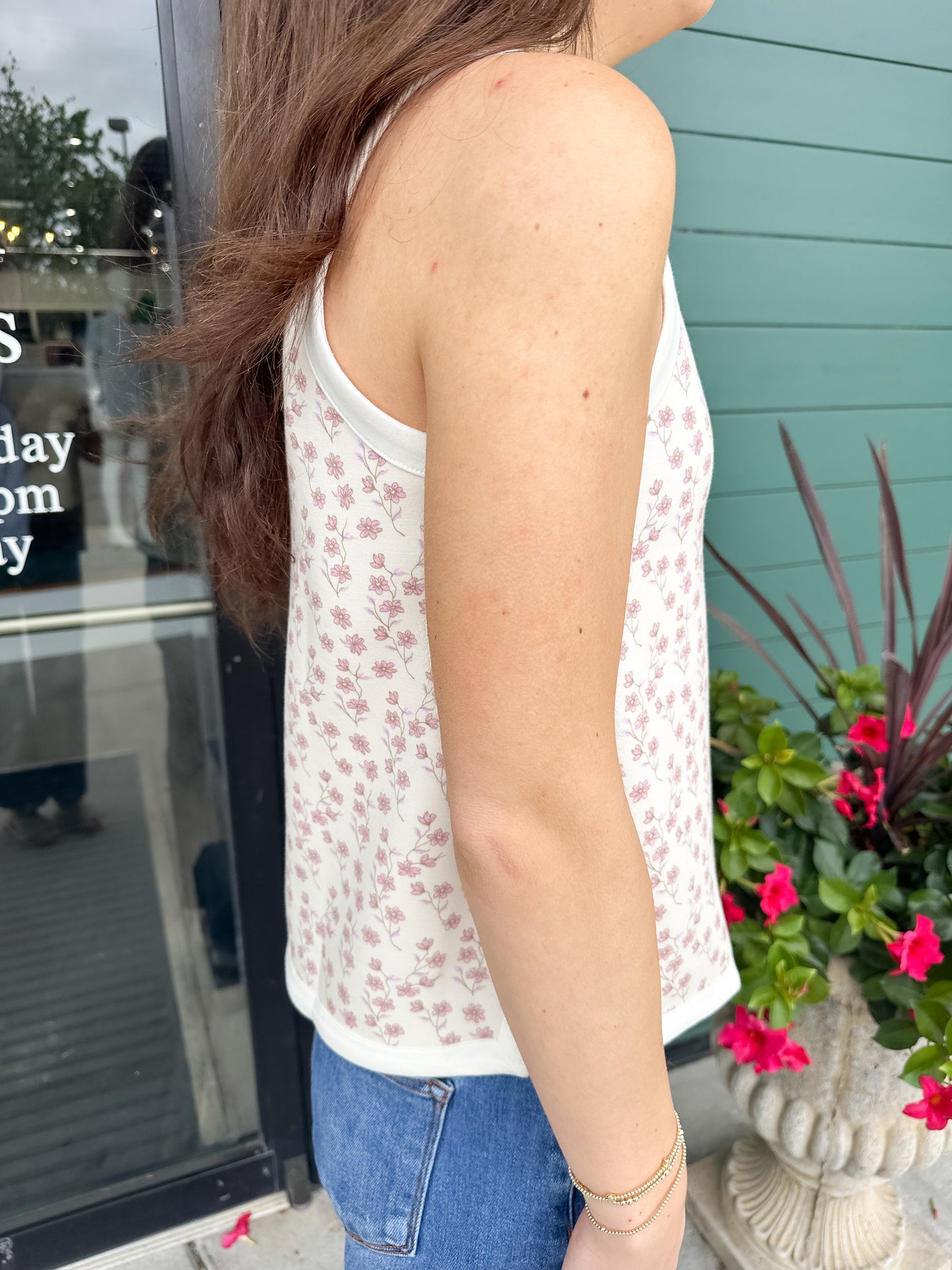 Susie Printed Tank Top - Blush Flower