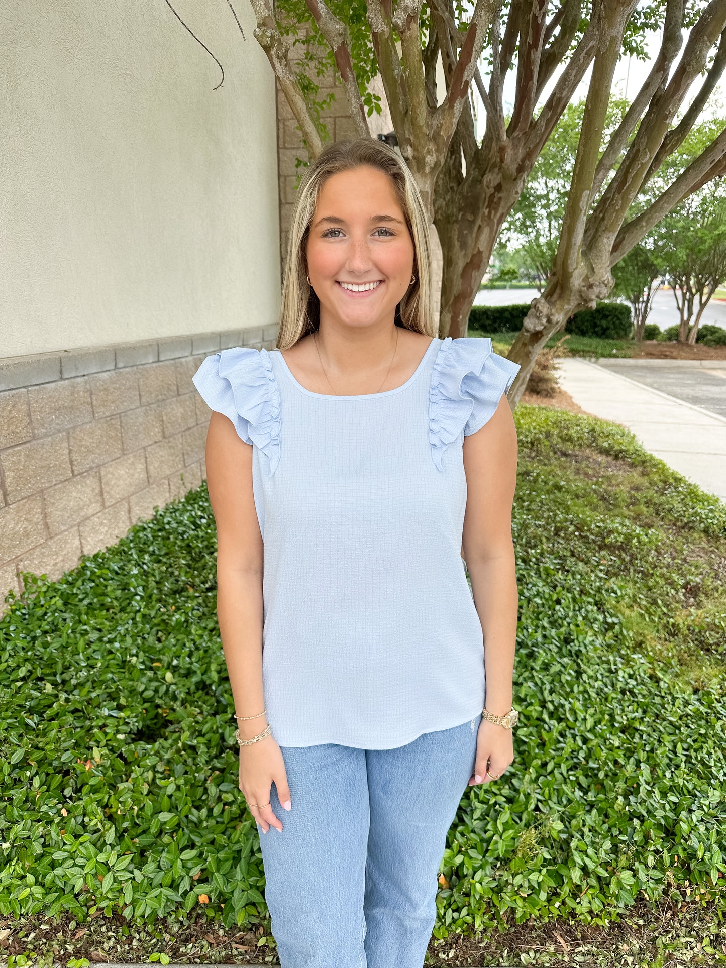 Camille Bow Top - Blue