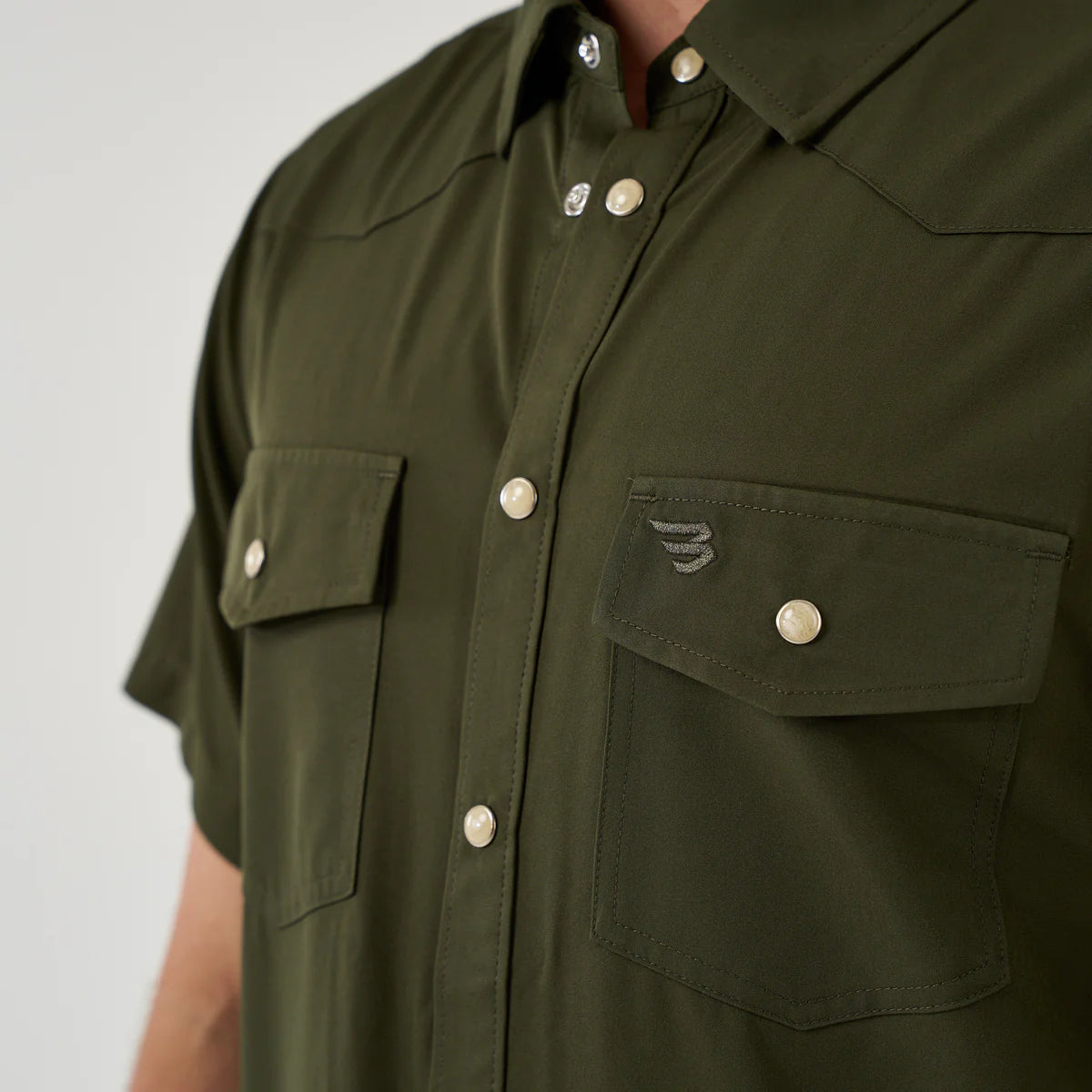 Burlebo Men’s Performance S/S Western Button Up - Mallard Green