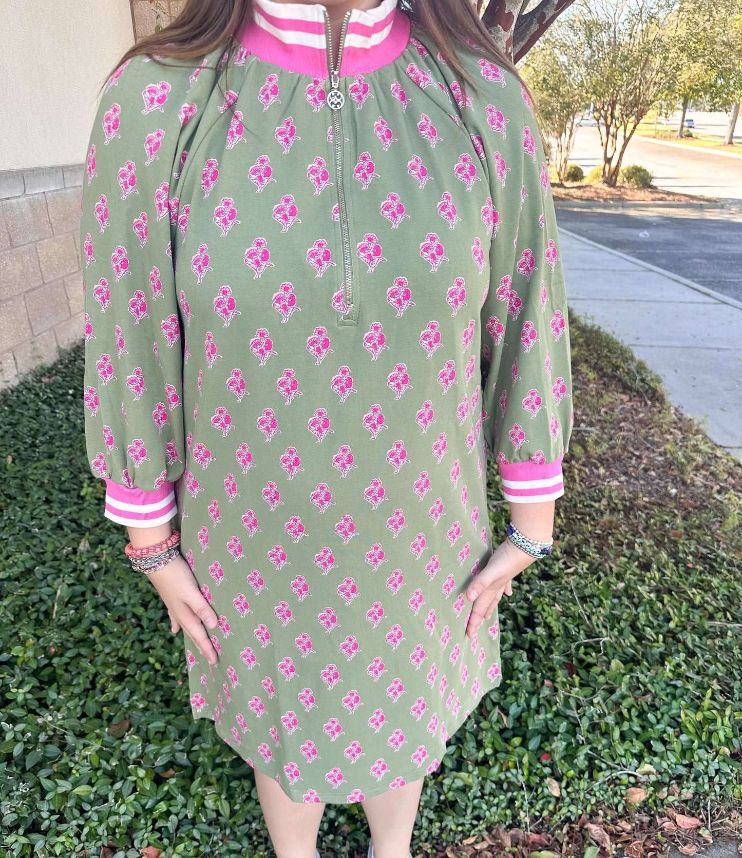 Suzanne Dress - Petal Sketch Olive