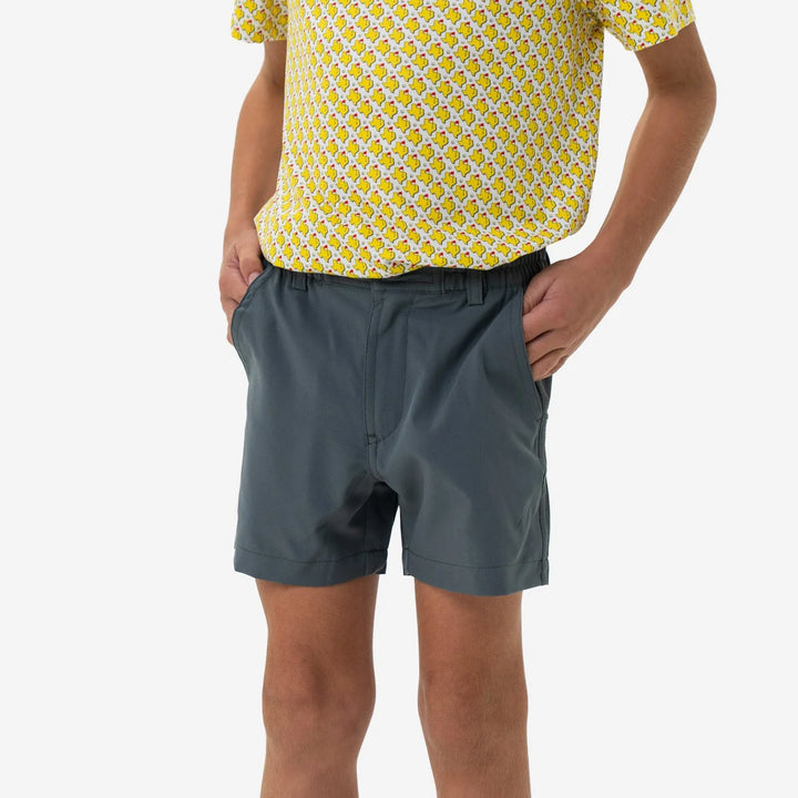 Burlebo Youth Everyday Shorts - River Rock Grey - Classic Deer Camo Pocket