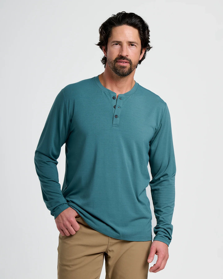 Free Fly Men’s Bamboo Flex Long Sleeve Henley - Sea Pine