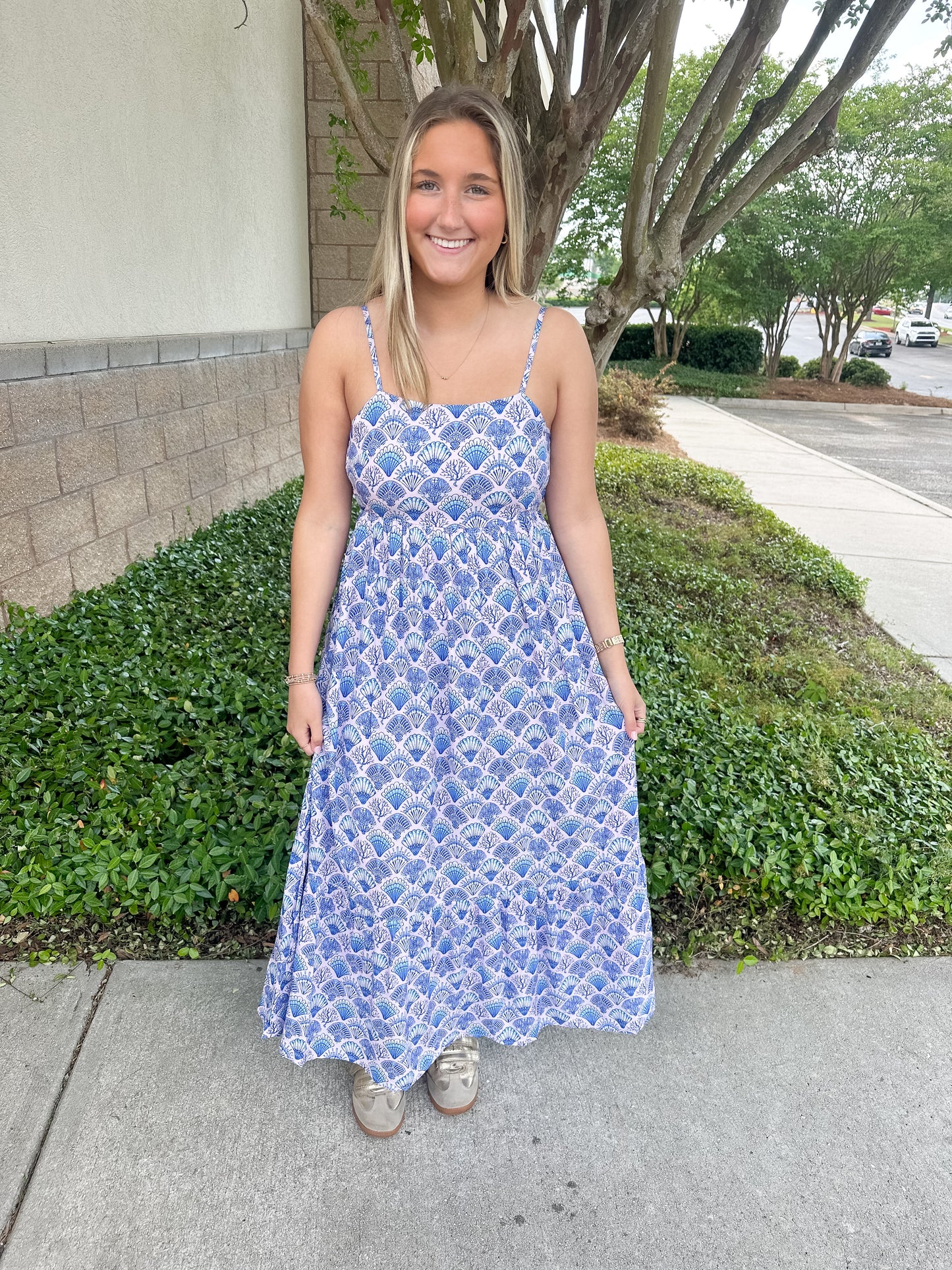 Margie Tiered Dress - Blue Shells