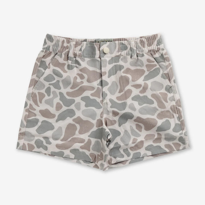 Burlebo Youth Everyday Shorts - Classic Deer Camo - Grey Pocket
